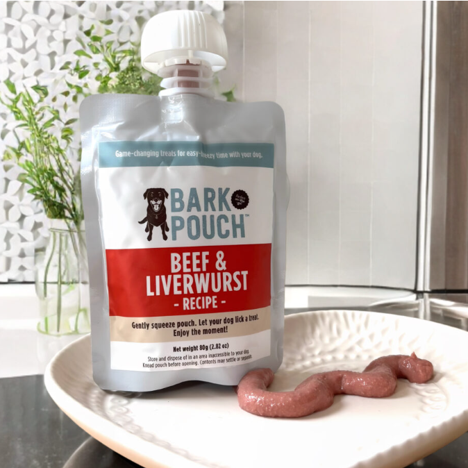 pouch of dog treat puree