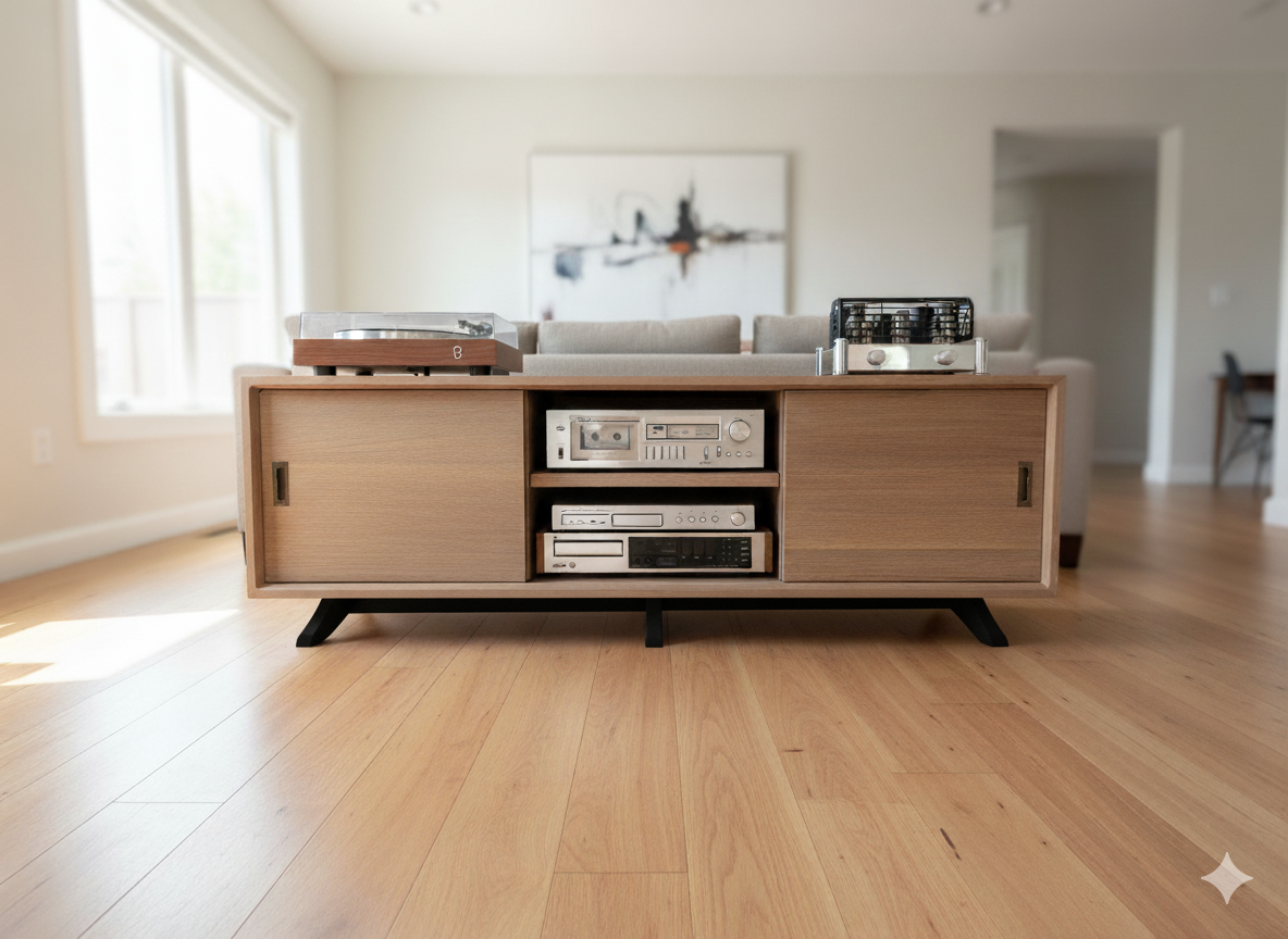 The Krebson Lowboy 60" Record Player Stand - Entertainment Stand