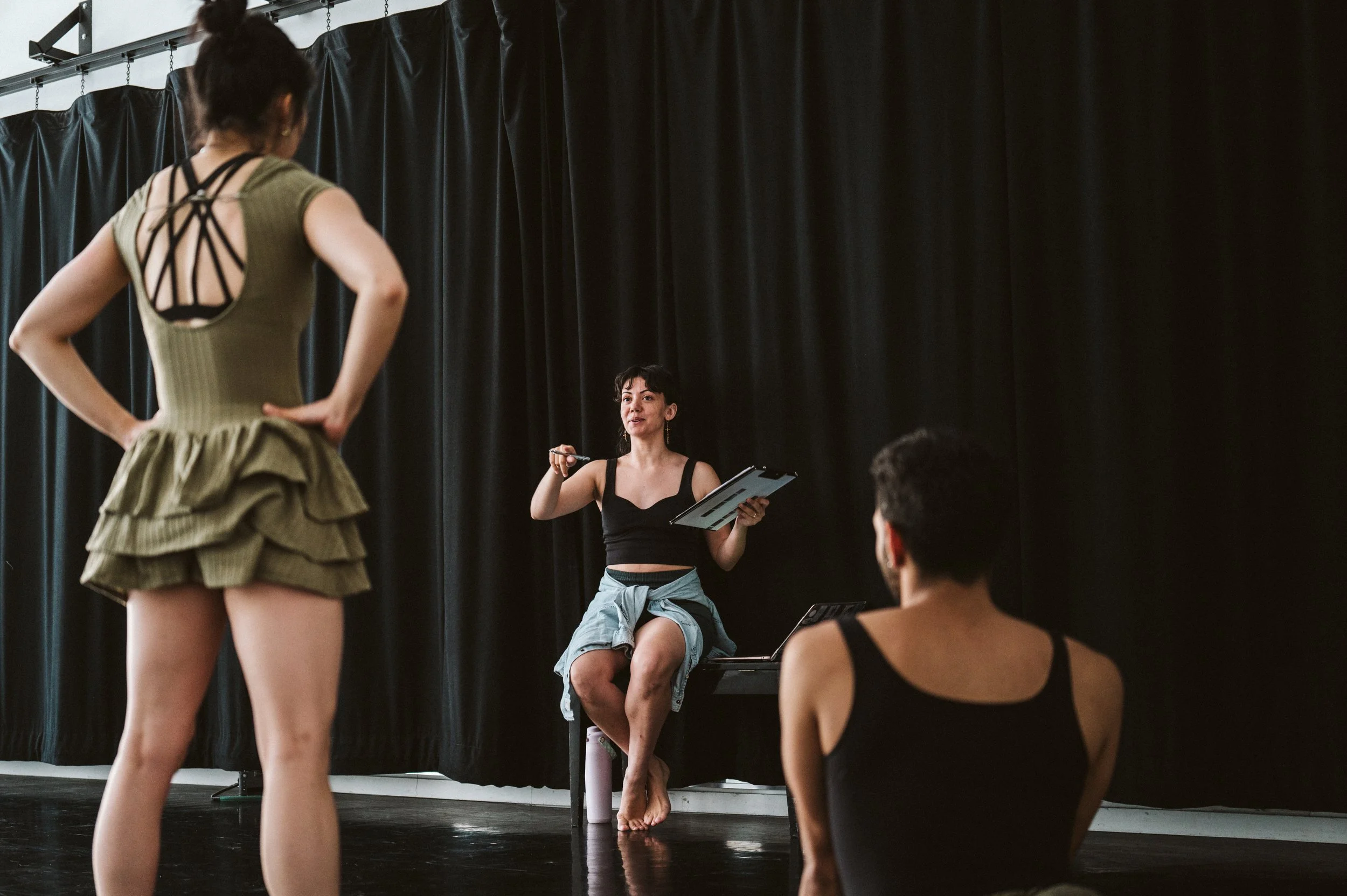artists Hannah Jew and Kevin Ortiz Lemus rehearse Nightmare Screen - photo by Kashif Salahuddin