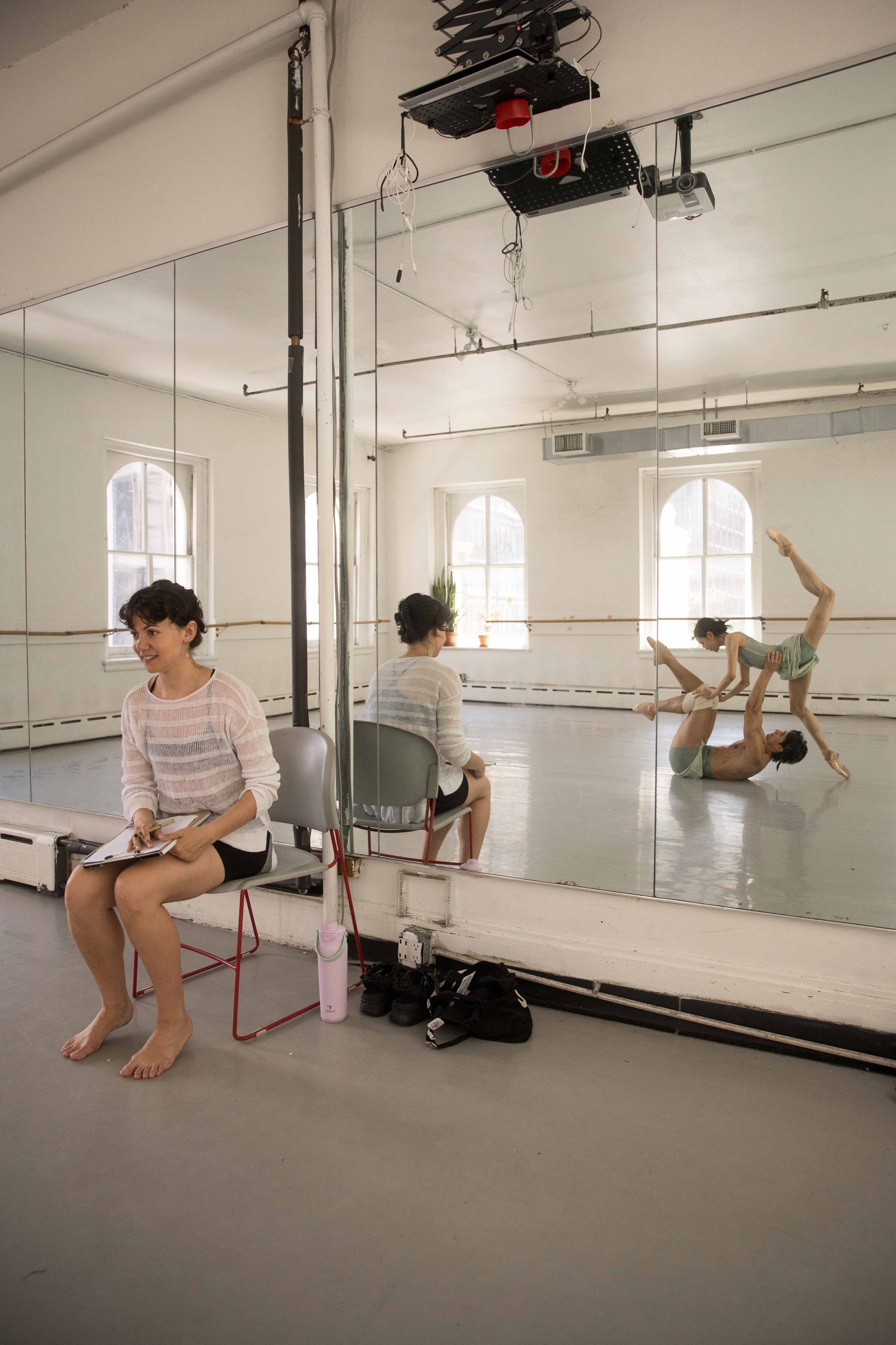 American Ballet Theater soloist Fanqi Li and Finnian Carmeci rehearse As Above - photo by Paul DuBois - costumes by Lauren Carmen
