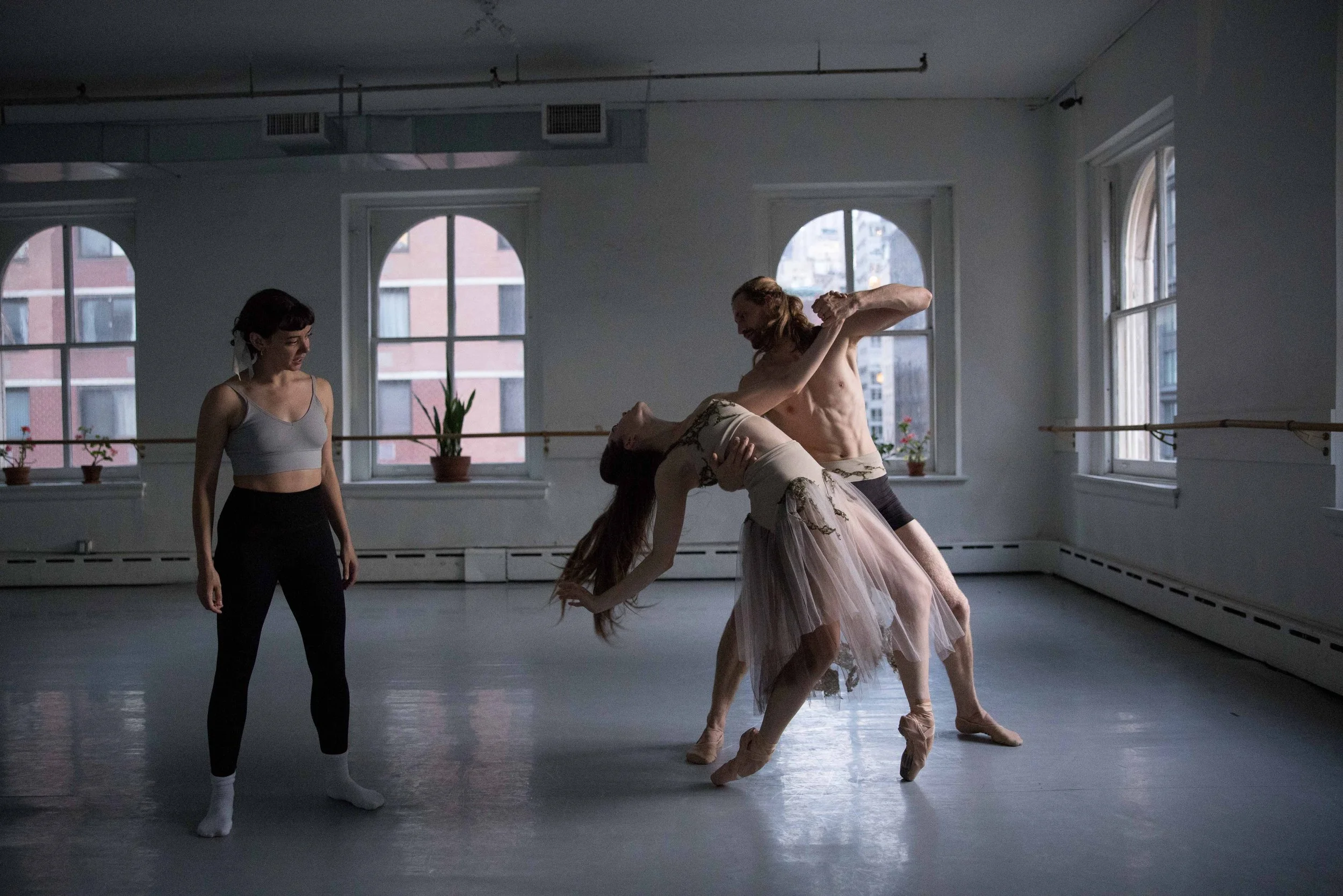 artists Silken Kelly and Austin Powers rehearse Inimical Architecture - photo by Paul DuBois - costumes by Lauren Carmen