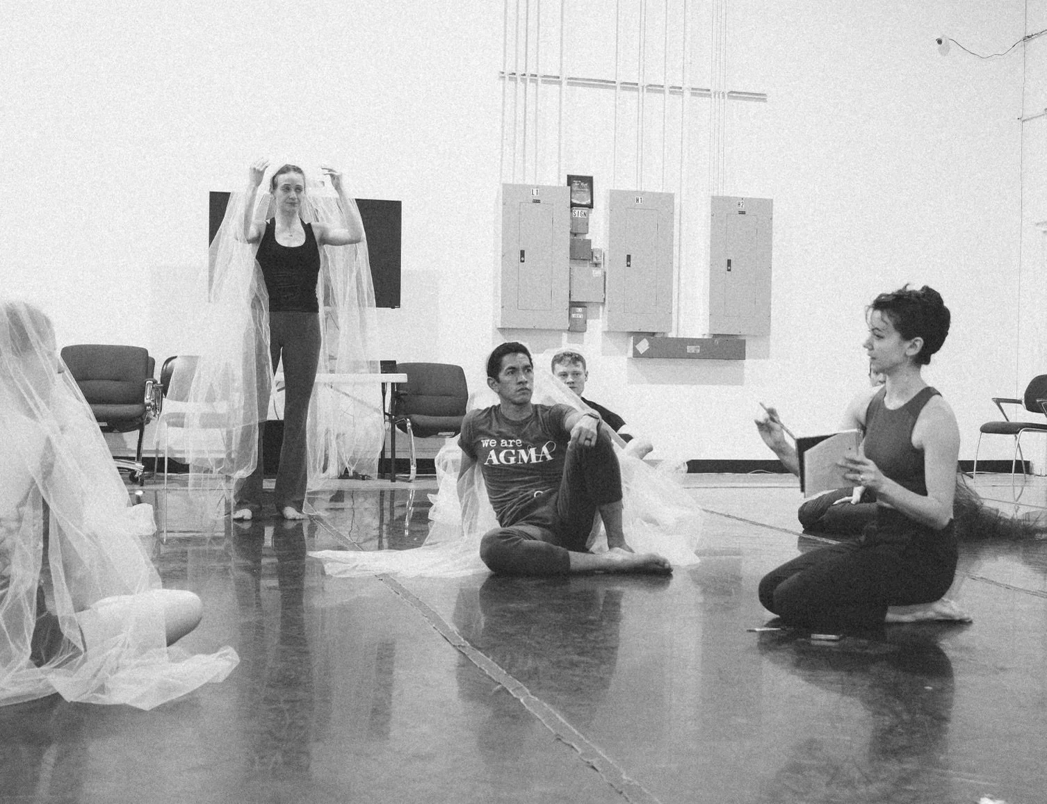 artists of Texas Ballet Theater rehearse Lamentation Variations - photo by Joe Johnson