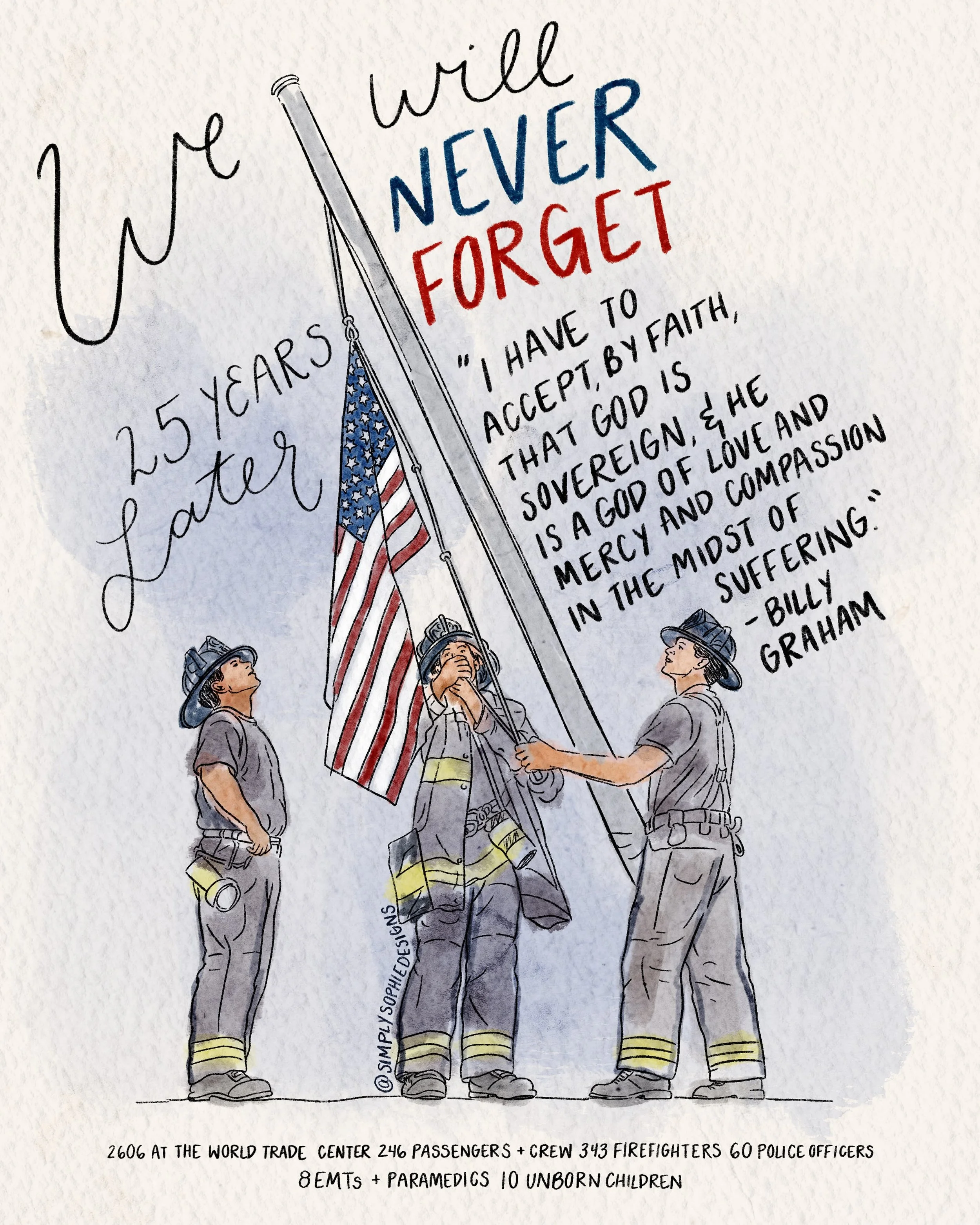 25 years later, we remember. We honor + we pray🇺🇸

&ldquo;God is our refuge and strength, a very present help in trouble.&rdquo; - Psalm 46:1

Never forget.