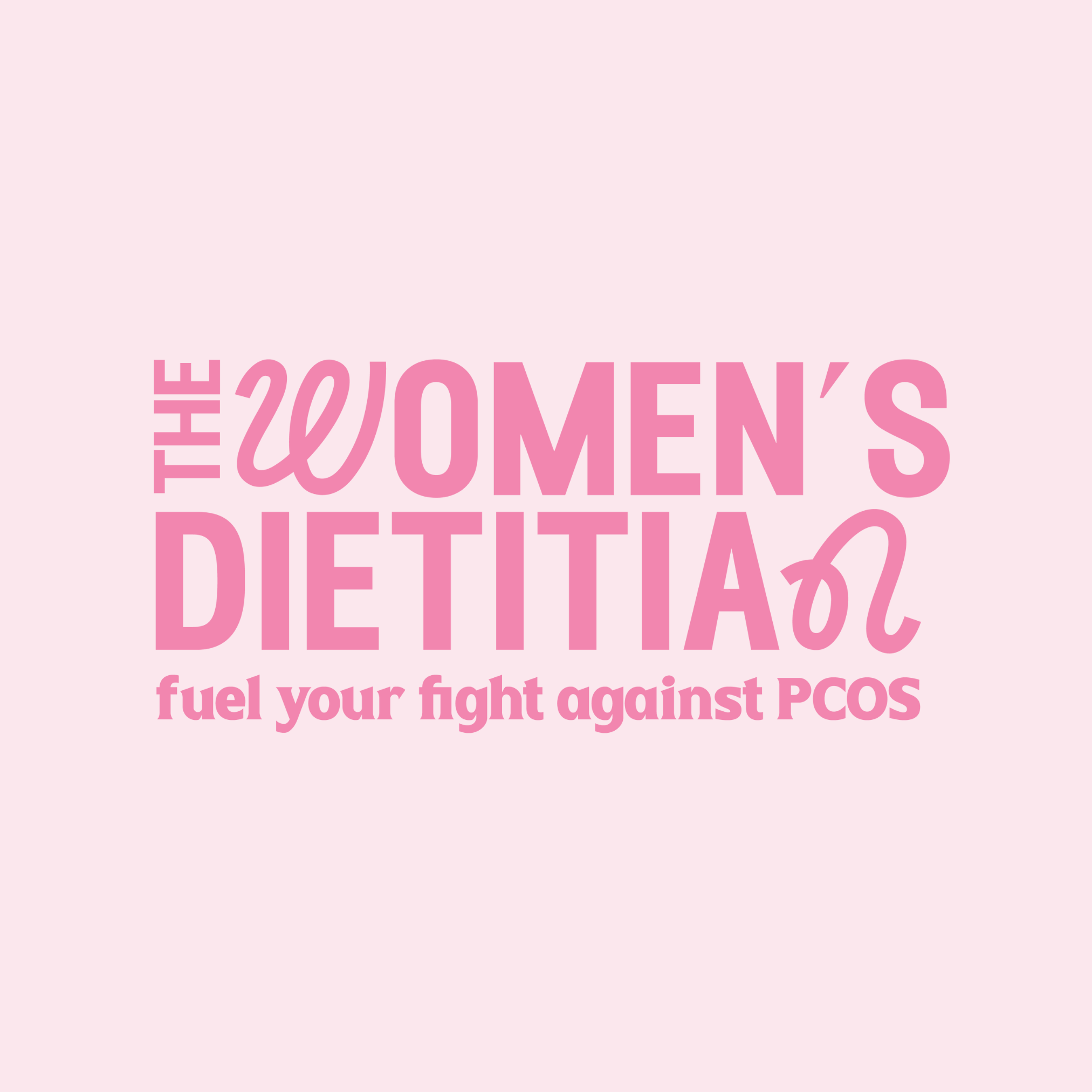 a bright pink logo that says the women's dietitian, fuel your fight against PCOS