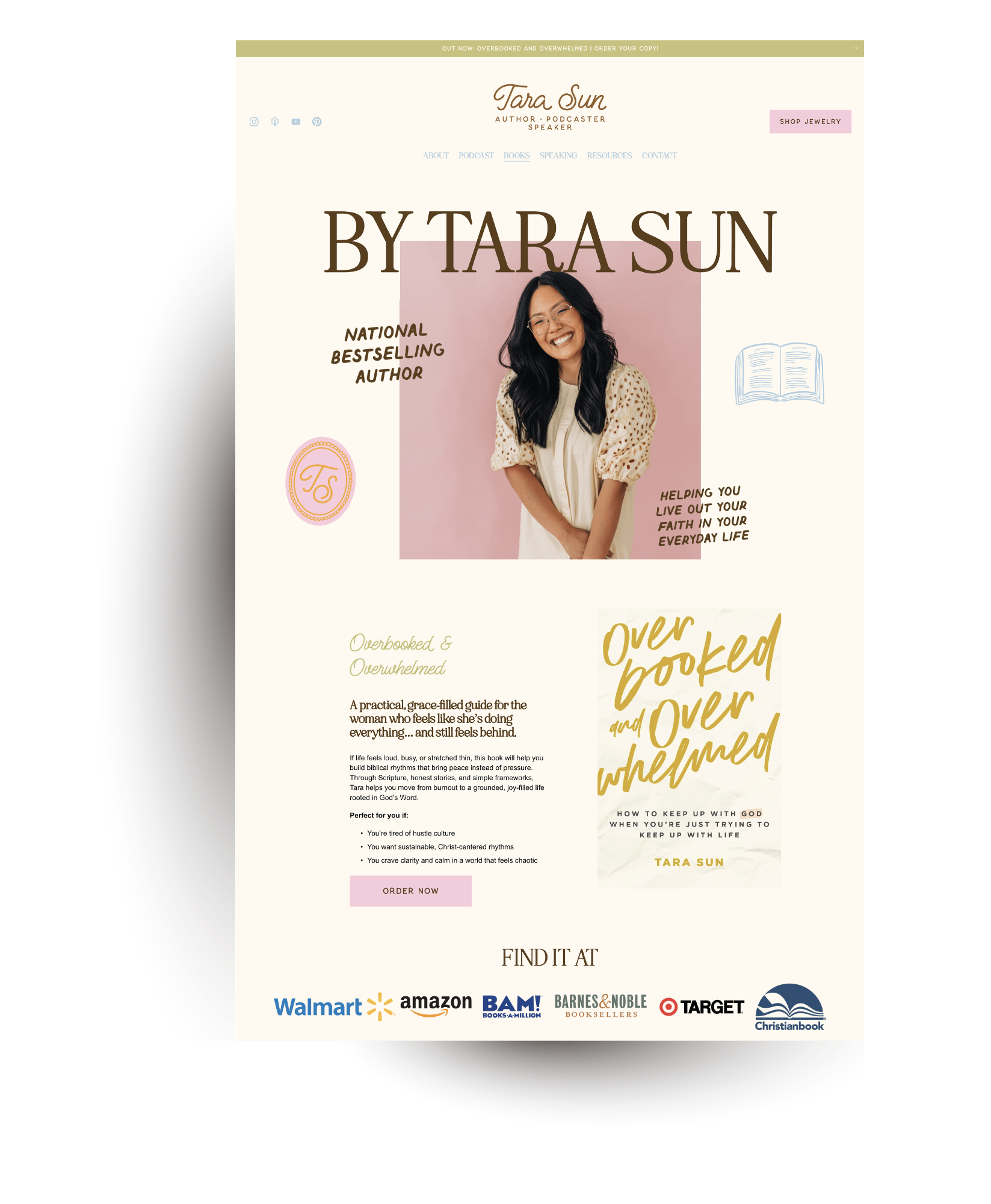 screenshot of Tara Sun's new website