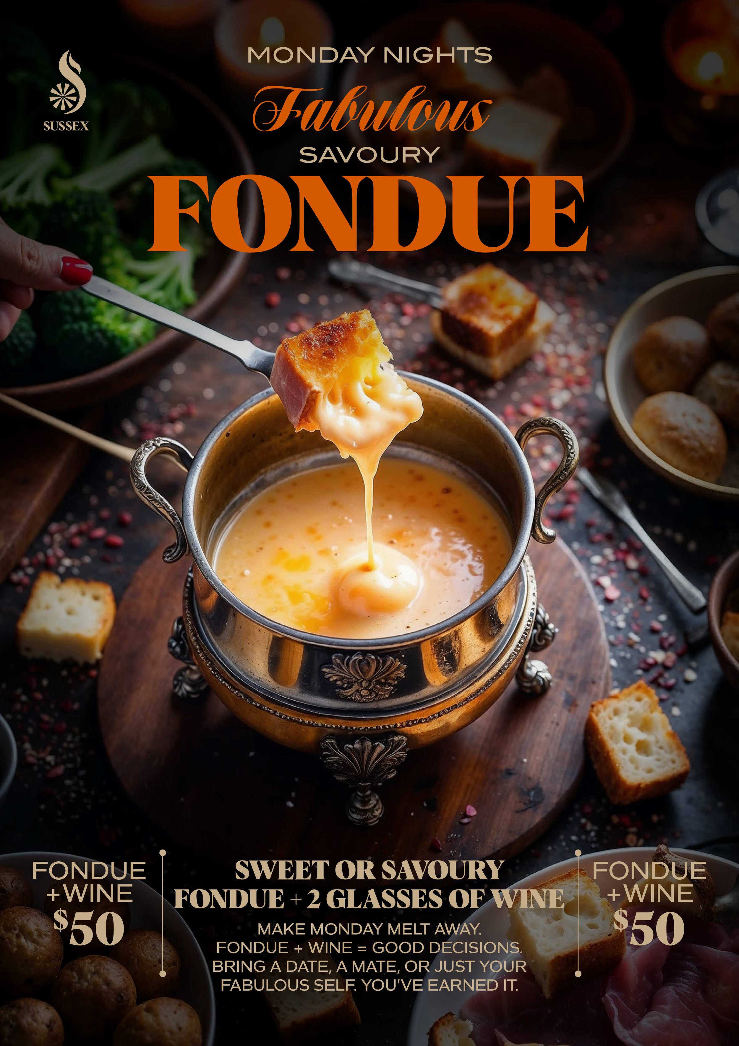 Fondue Mondays at Sussex Hotel Walkerville
