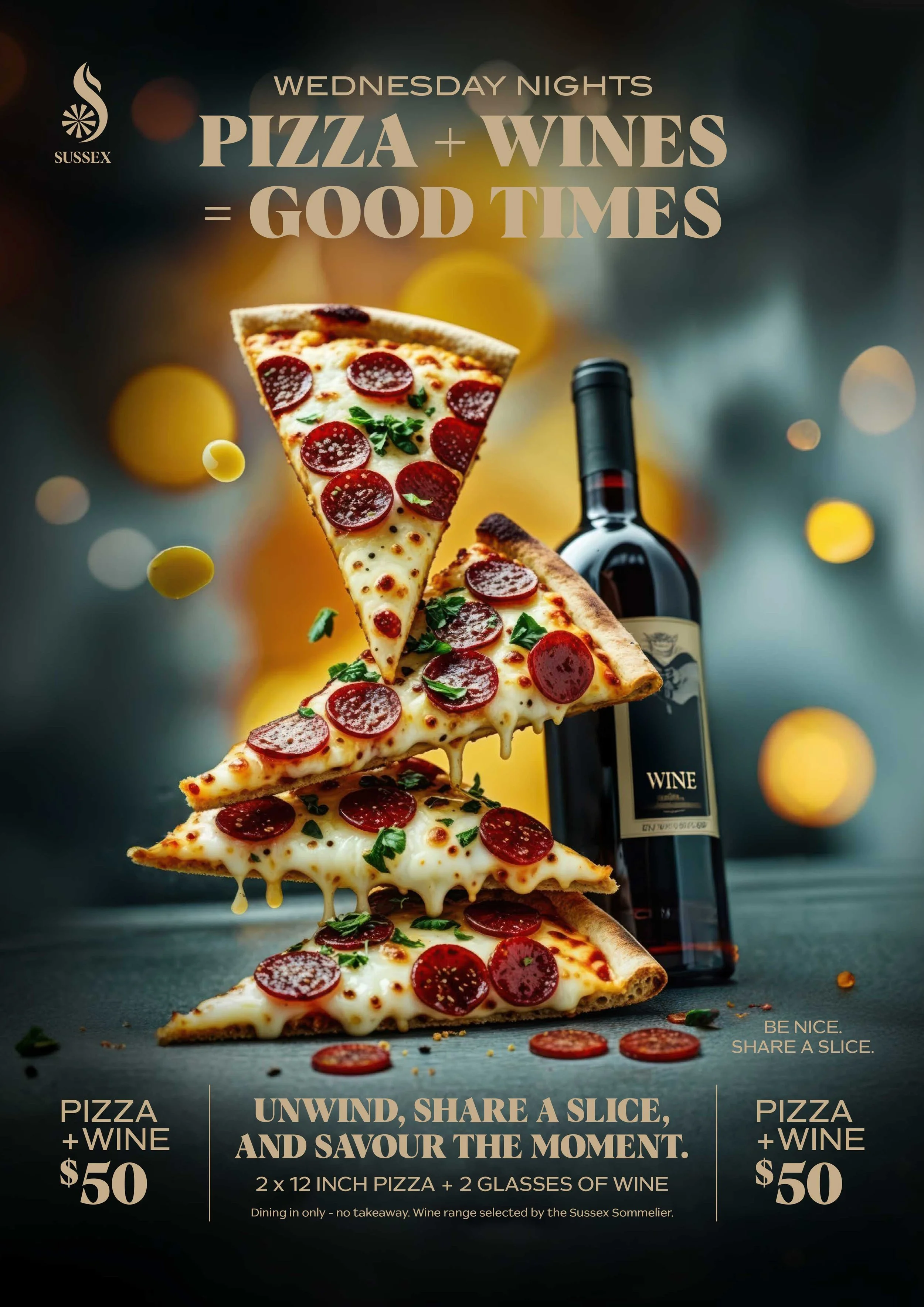 Pizza &amp; Wine Wednesdays at Sussex Hotel Walkerville