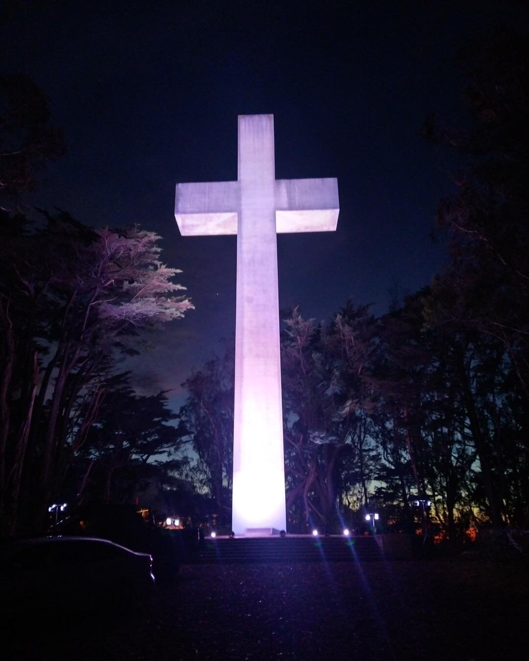 The historic cross gets illuminated twice a year, Easter Eve and to commemorate the Armenian Genocide. Ecumenical Easter sunrise service tomorrow morning starting at 7:00 a.m.