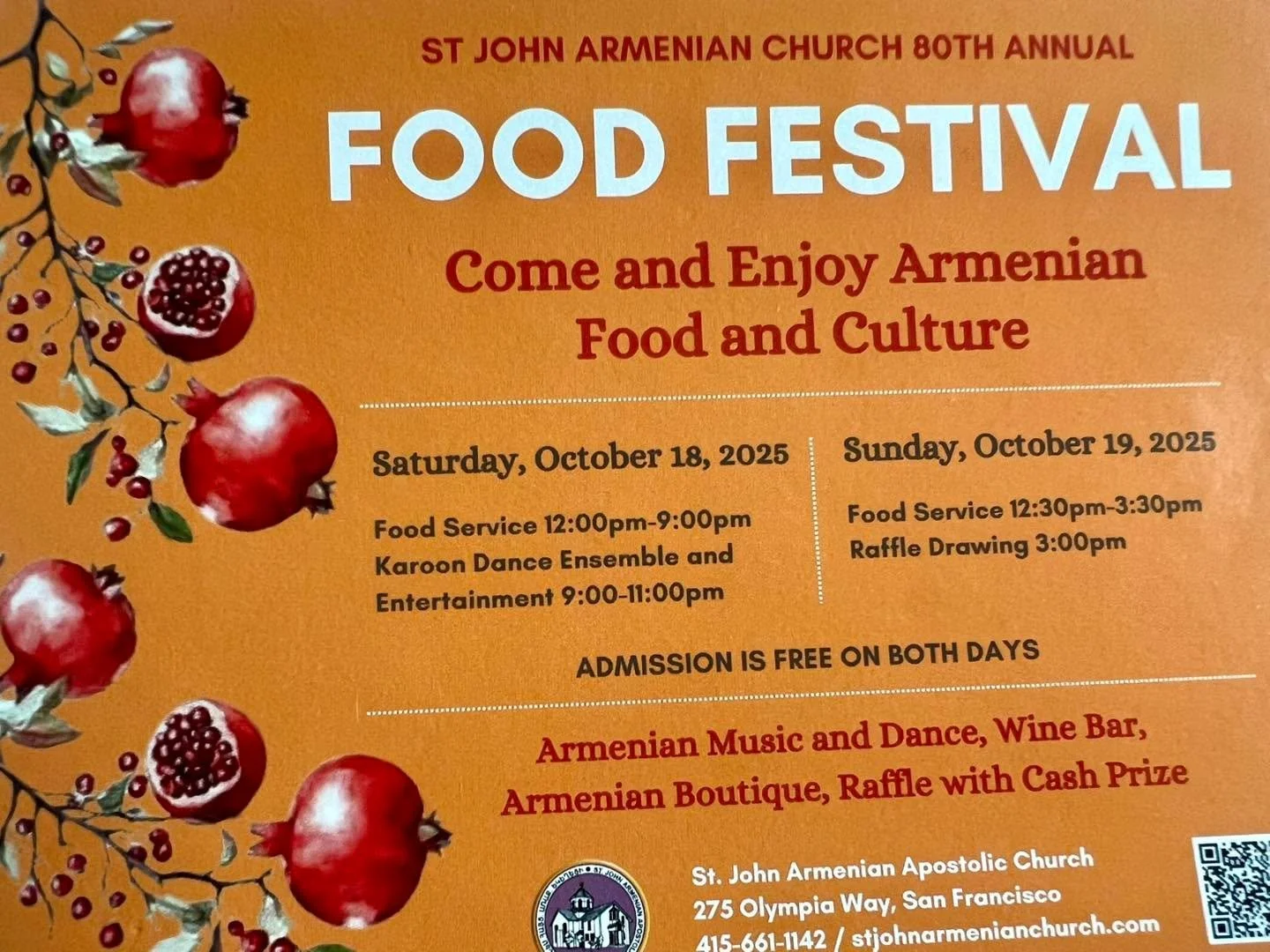 Don't miss the St John Church Armenian Food Festival this weekend Saturday and Sunday October 18th and 19th. Great food to enjoy there or take home, boutique of unique Armenian gifts and crafts and entertainment all @ 275 Olympia Way off of Clarendon