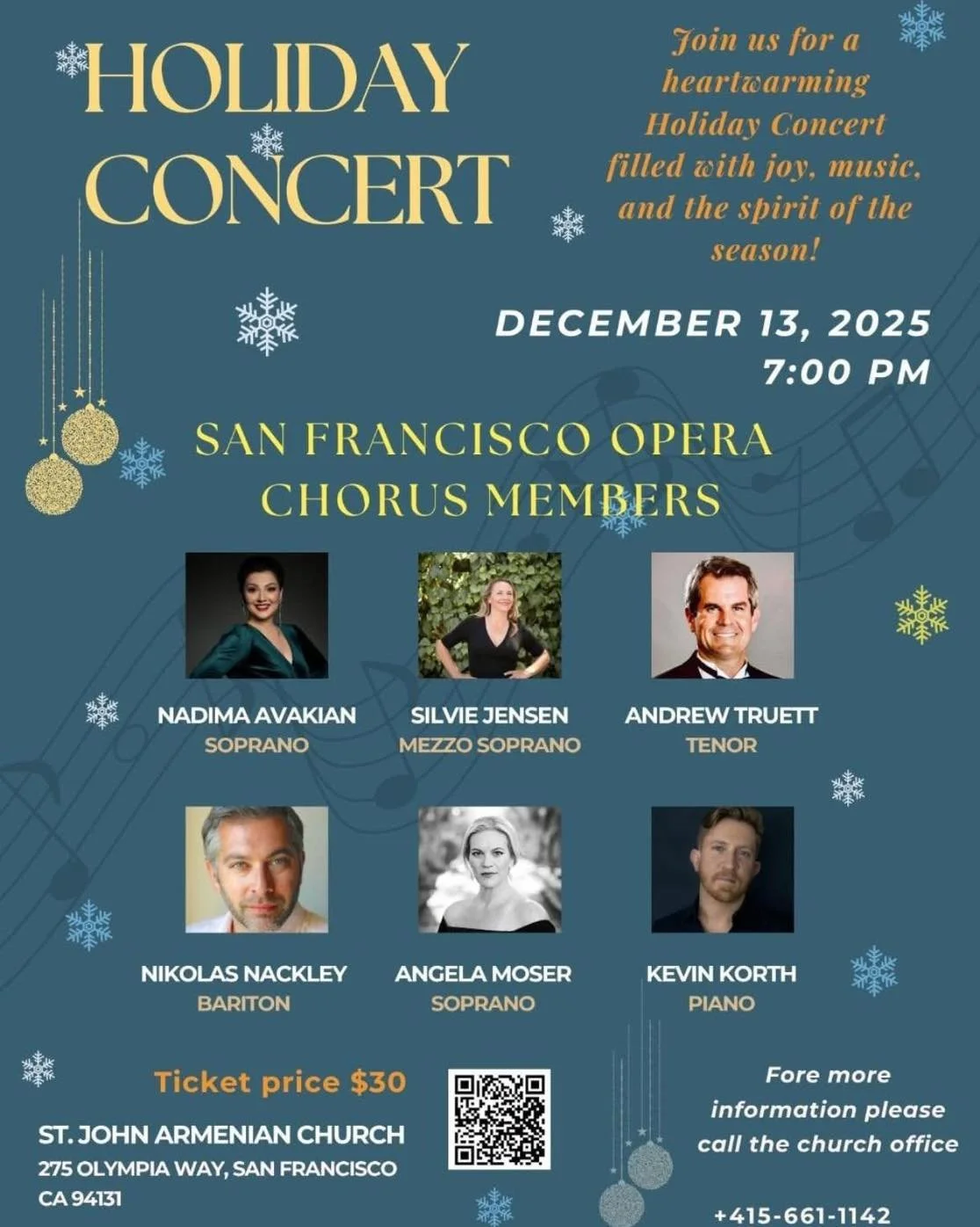 Don't miss these incredibly talented singers and musicians. Sat Dec 13th St. John Armenian Apostolic Church 725 Olympia Way off of Clanendon. It is guaranteed to get you in the Christmas mood. 🎄🧑&zwj;🎄