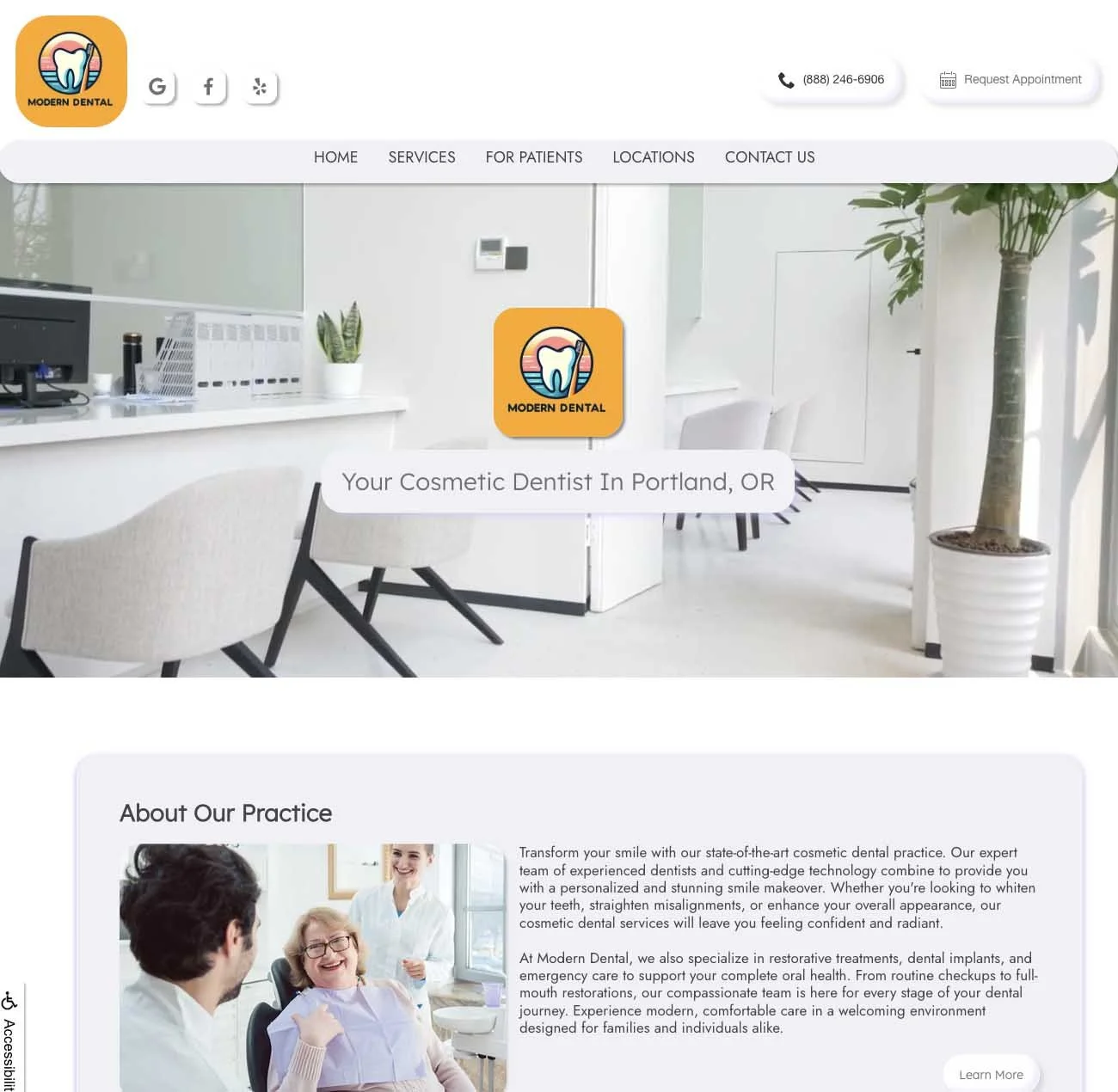 Homepage of my Moody Modern design template