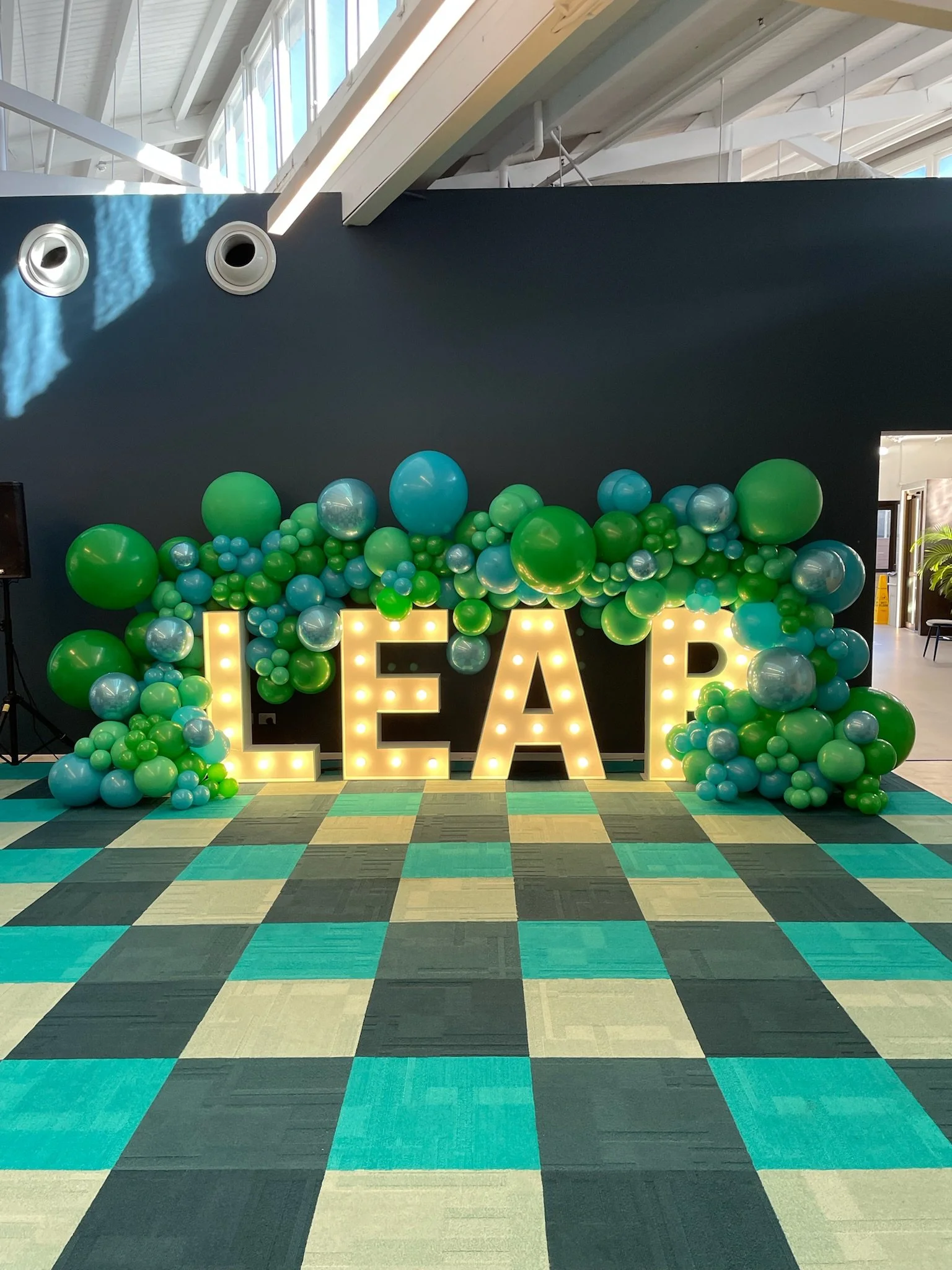 corporate balloons with light up letters.JPG