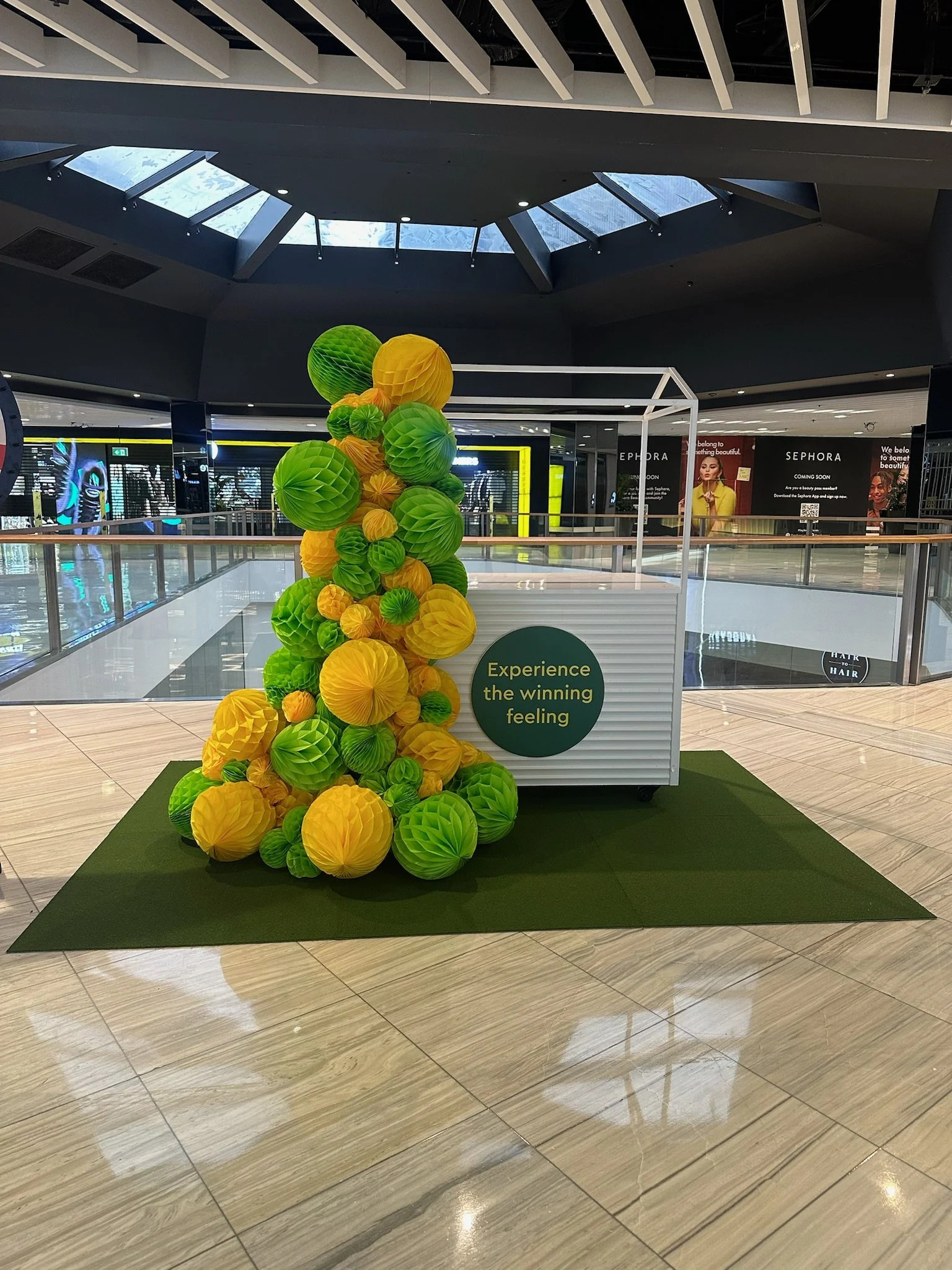 honeycomb garland cart olympics.JPG