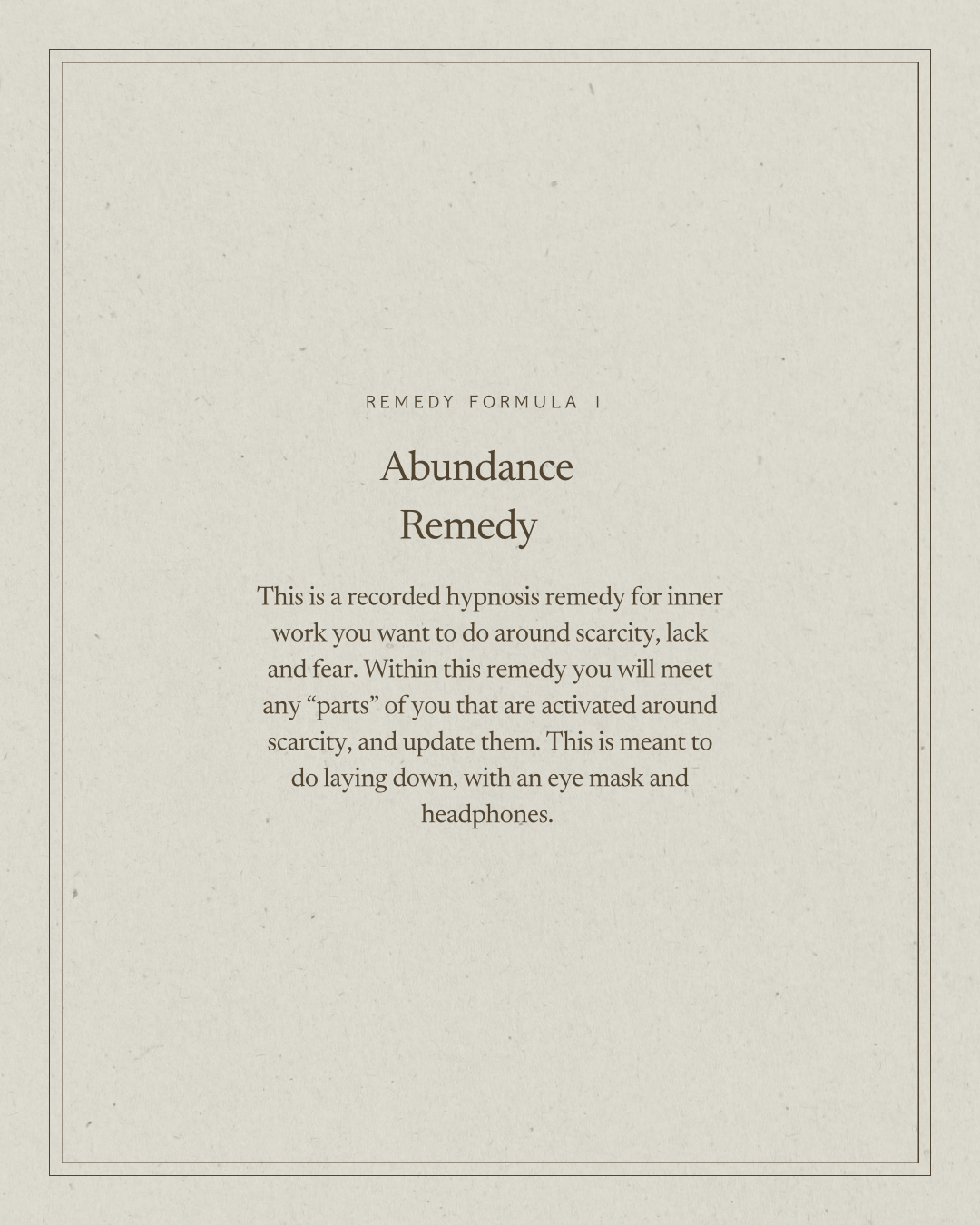 Abundance Remedy