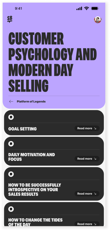 screenshot of Sales Buddi app courses