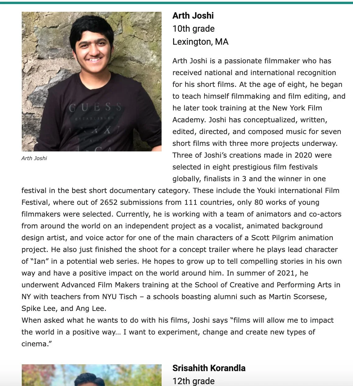 Arth Joshi - 20 Under 20 Stars List - Article