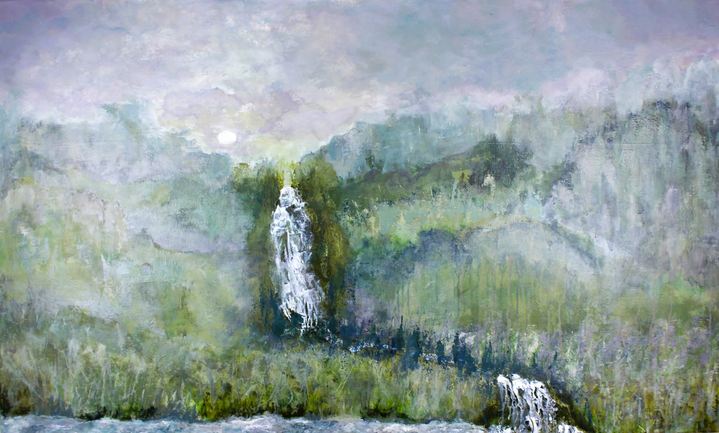 THE MOON WEEPS A WATERFALL, 60x36 inches,  Mixed Media.JPG