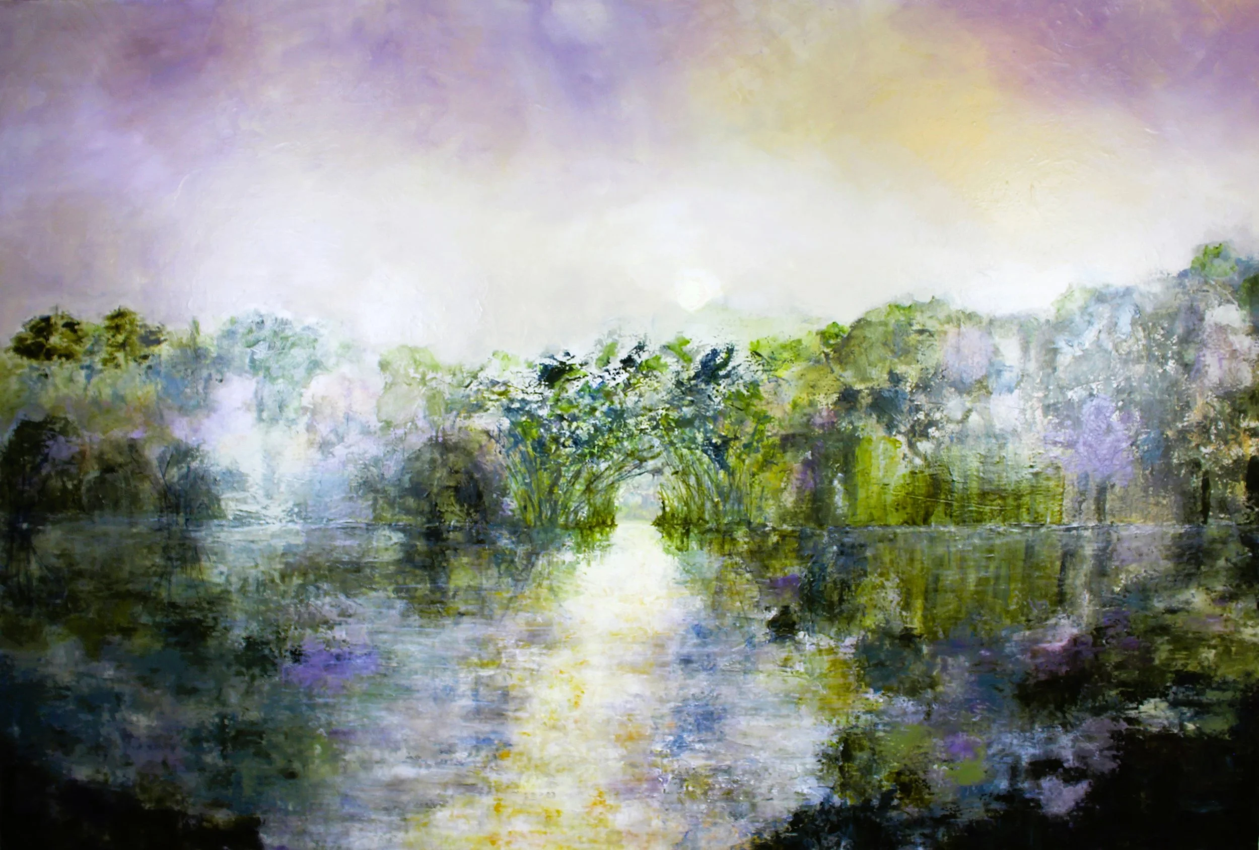 MOONBEAMS 0N WATER, 72 x 48, Mixed Media.JPG