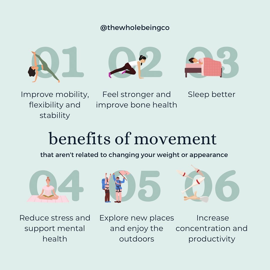 Looking beyond appearance based &lsquo;why&rsquo;s&rsquo; for movement can help us to build a more positive and enjoyable relationship with exercise, and can make the inclusion of movement more sustainable and achievable. Some (definitely not all!) b