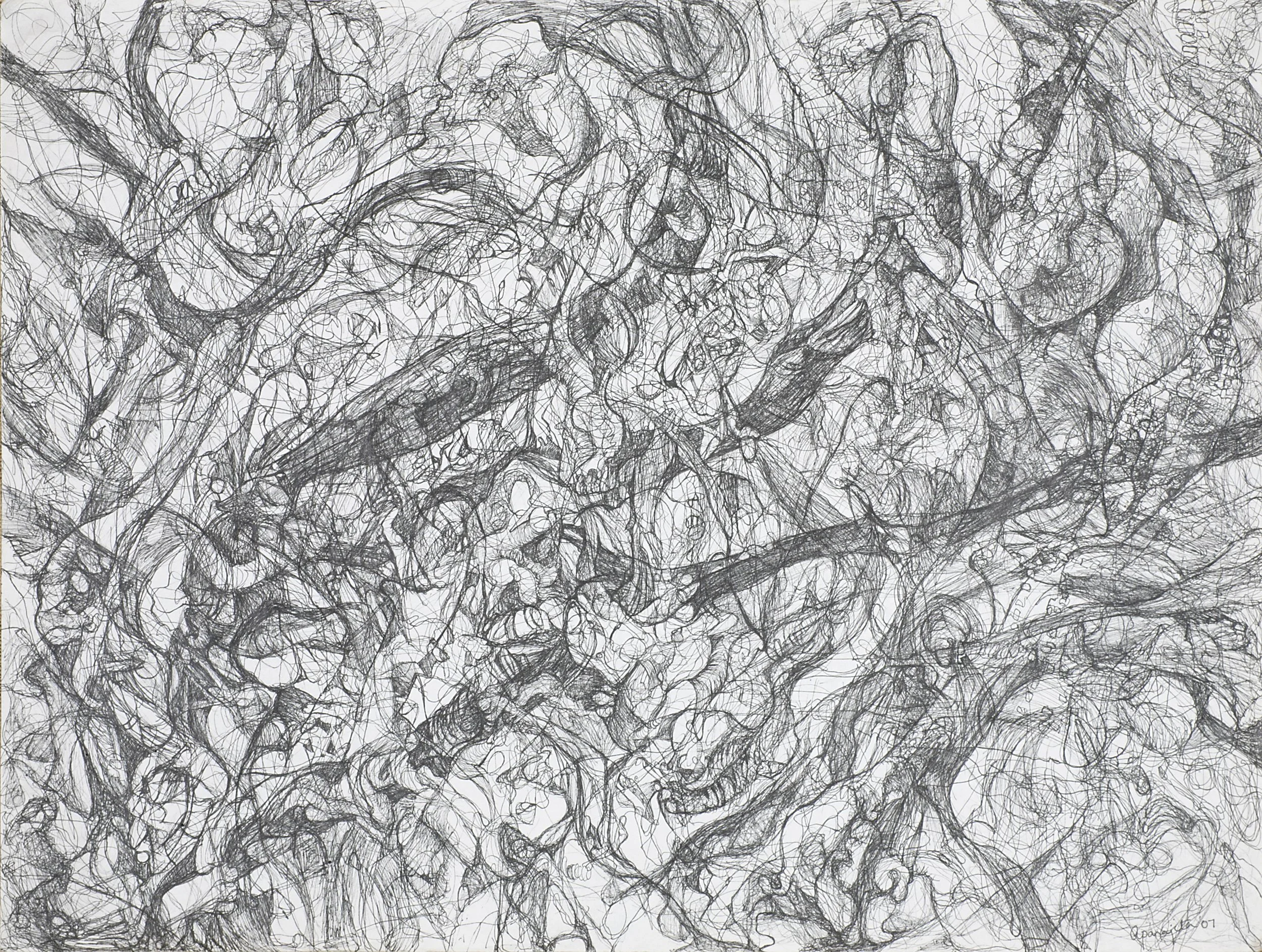navigating through,	pen & ink, 24 * 18, 2007