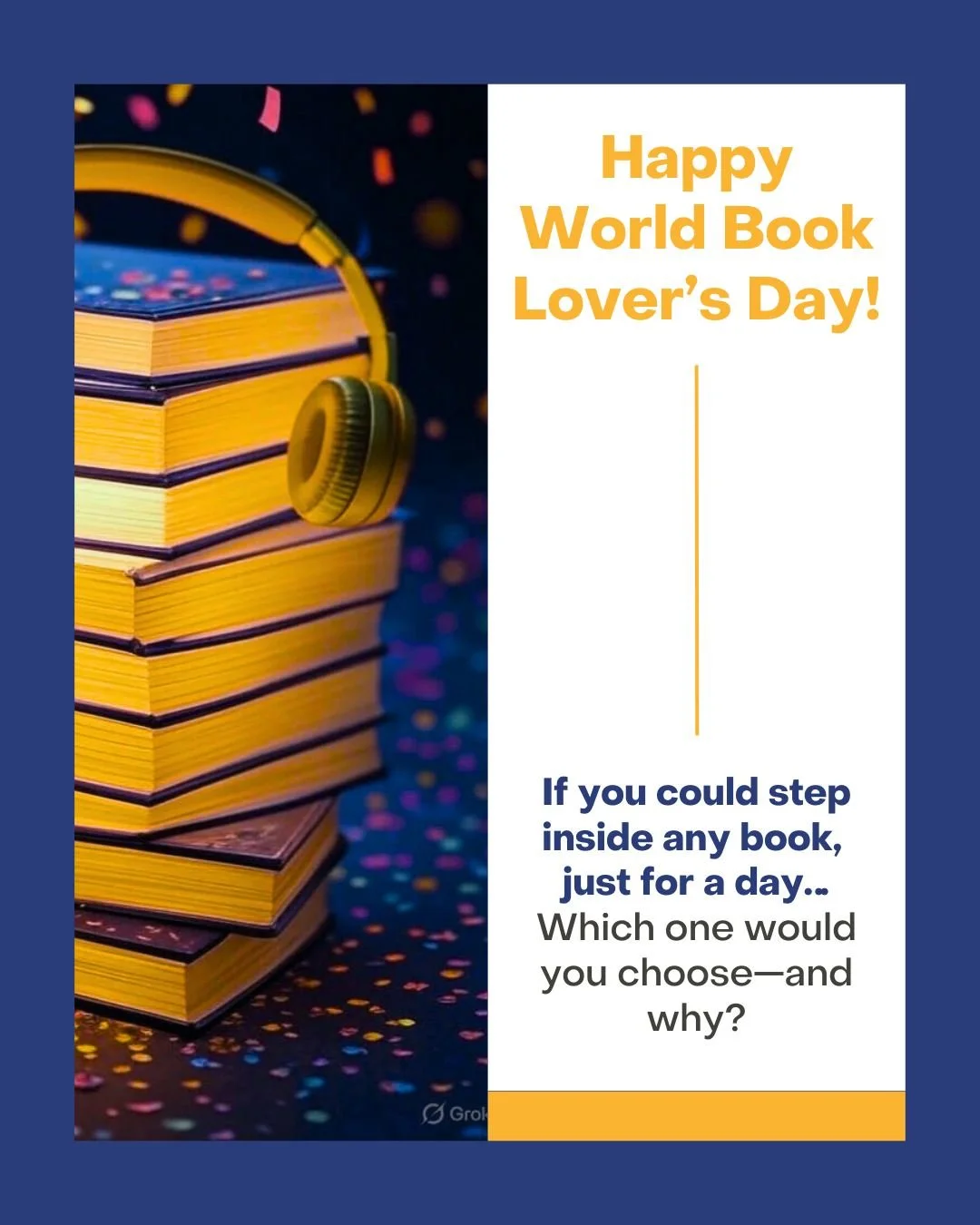 🎧 It’s World Book Lovers Day!
If you could step inside any book, just for a day…
Which one would you choose—and why? ✨
🎙️ No matter where you’d go, audiobooks can take you there—one voice, one chapter at a time.
#lo