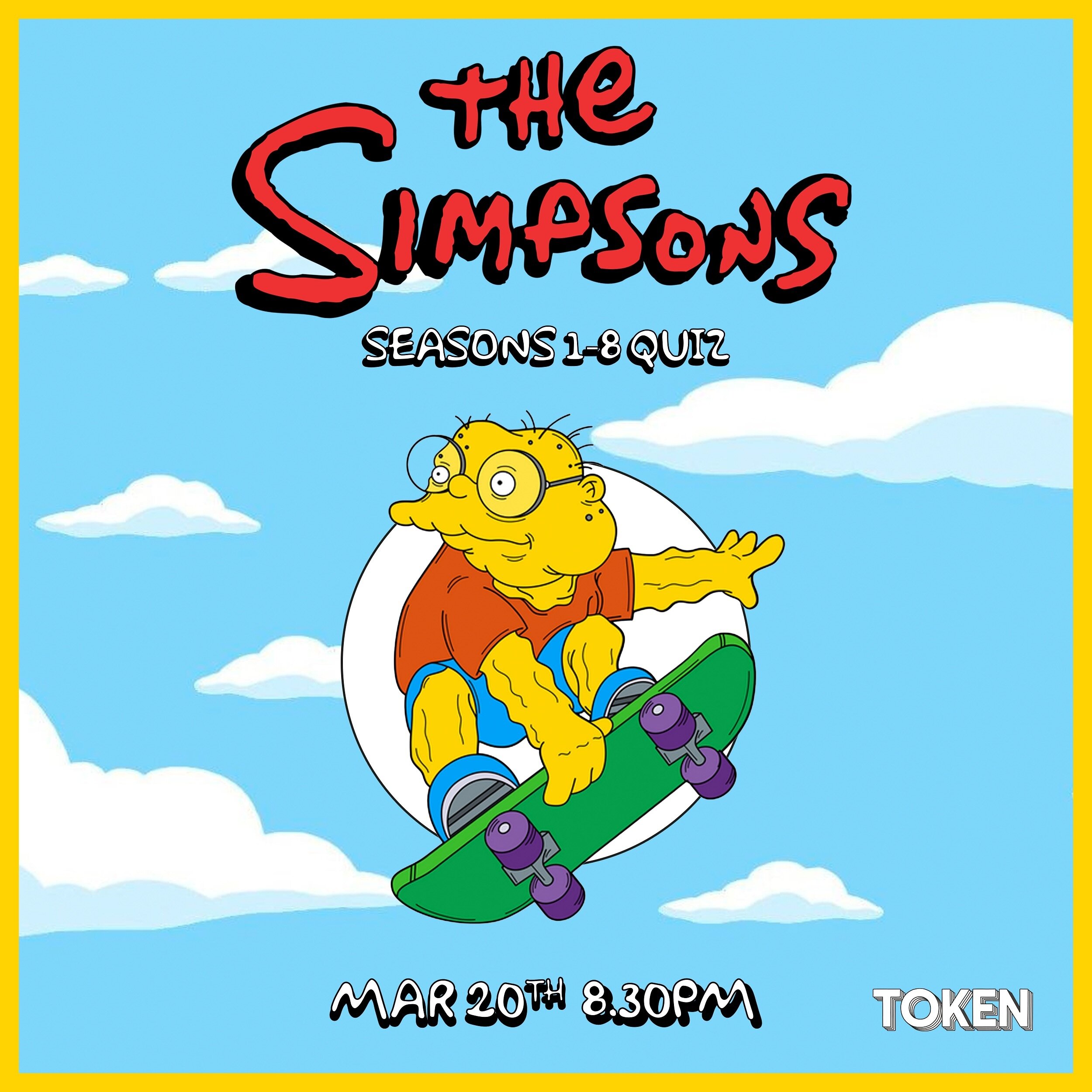 🎟️ Tickets are now on sale for our Simpsons Season 1-8 Quiz Night on March 20, 8.30pm! Available through the link in our bio, or on our website.

Costs &euro;30 per table (table holds up to 5 people), winner takes home &euro;150, there will be a the