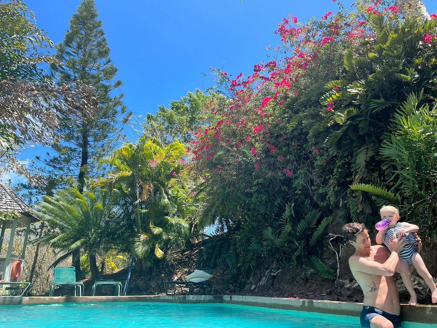 Pool angles (with gazebo with table for pool lunches in bottom left of photo)