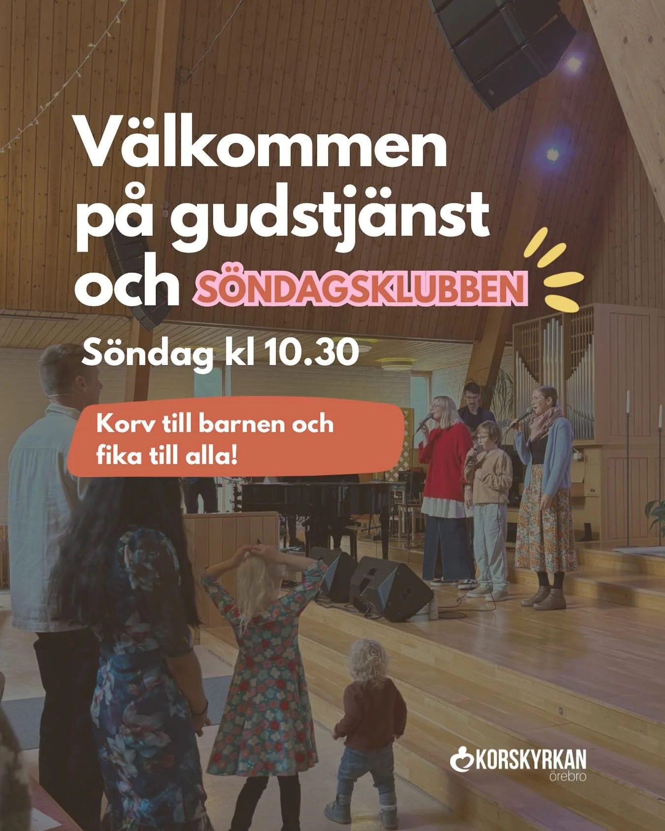 V&auml;lkommen p&aring; s&ouml;ndag kl 10:30!
Barnen ses p&aring; s&ouml;ndagsklubben och efter&aring;t finns det fika f&ouml;r alla och korv med br&ouml;d till barnen🌭