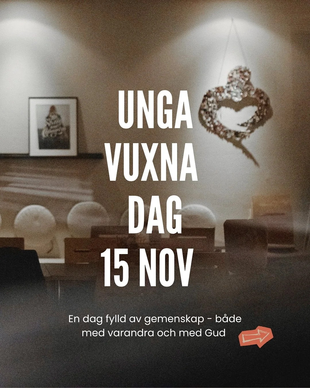 &Auml;r du ung vuxen? 
D&aring; vill vi bjuda in dig till en unga vuxna dag den 15 november! En dag fylld av h&auml;rlig gemenskap med andra &amp; med Gud! 🙌 ✨

Anm&auml;l dig via l&auml;nken:  https://forms.gle/uAacARgbRVq8ztvT6

Har du fr&aring;go