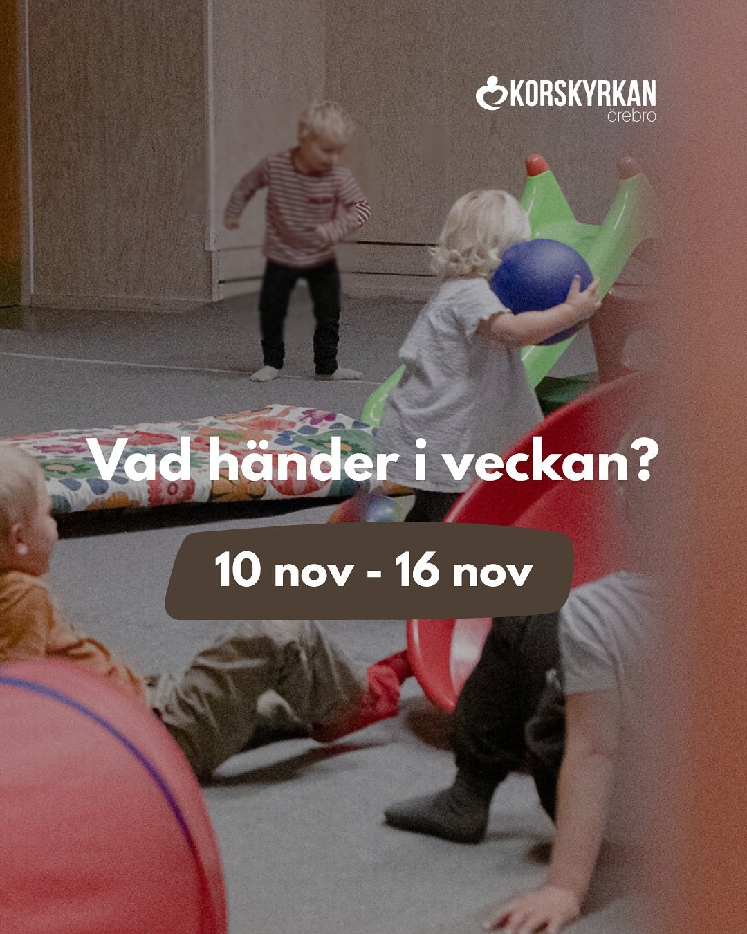 Ny vecka i november och detta h&auml;nder🙌🏻 
P&aring; onsdag kl 14 &auml;r det Trivseltr&auml;ff i korskyrkan och p&aring; l&ouml;rdag kl 12.30 samlas unga vuxna f&ouml;r en dag tillsammans med gemenskap, aktiviteter och gudstj&auml;nst! 

V&Auml;L