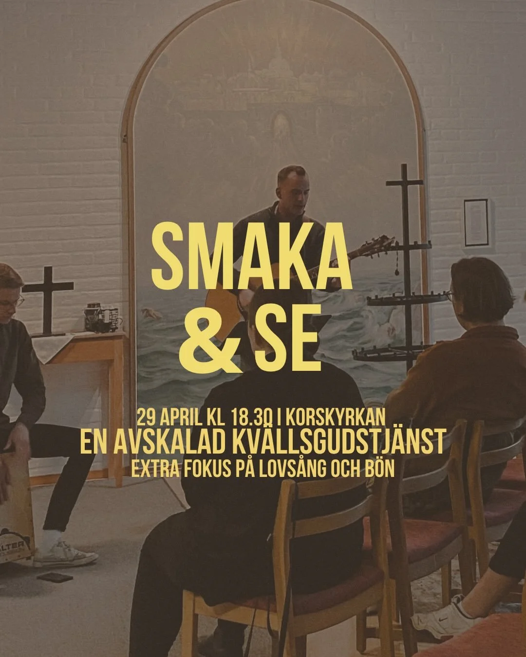 T&auml;nk att f&aring; glida in, mitt i veckan, p&aring; en samling d&auml;r vi ber, sjunger lovs&aring;ng och &auml;r i Guds n&auml;rvaro tillsammans. Avslappnat men med f&ouml;rv&auml;ntan om att Gud kan g&ouml;ra saker i v&aring;ra liv, mitt i all