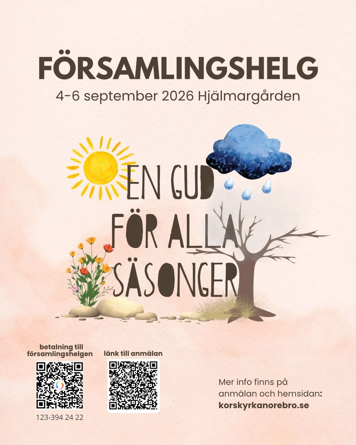 Sl&aring; ett slag f&ouml;r f&ouml;rsamlingshelgen i september🙌🏻 

Anm&auml;lan och info finns p&aring; korskyrkanorebro.se och uppe i infon p&aring; Instagram! 

Vi ser s&aring; mycket framemot att f&aring; m&ouml;ta varandra i en helg av gemenska