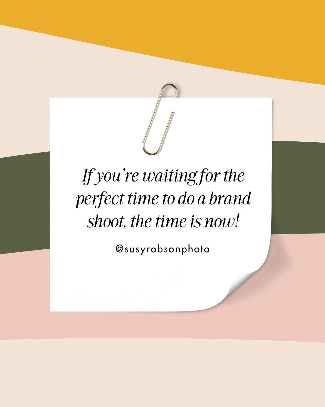 Hey Beautiful Souls! 🌟⁣
⁣
Are you still waiting for the elusive &quot;perfect time&quot; to get those stunning brand photos done? Well, guess what? The perfect time is NOW!  Stop delaying, because your journey is worth documenting in all its glory.⁣