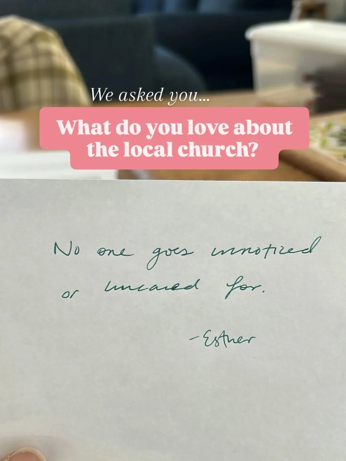 We asked a group of ladies what they love about the local church and this is what they said....

What do you love about your local church?