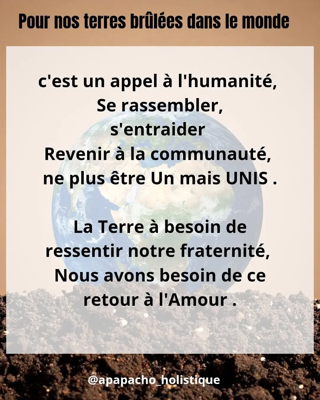 &laquo;Toute la vie est sacr&eacute;e, notre vie &agrave; tous qui allons sur deux jambes, et que nous partageons avec ceux qui vont &agrave; quatre pattes, et avec ceux qui ont des ailes et vont dans les airs, et avec toutes les choses vertes. Car i
