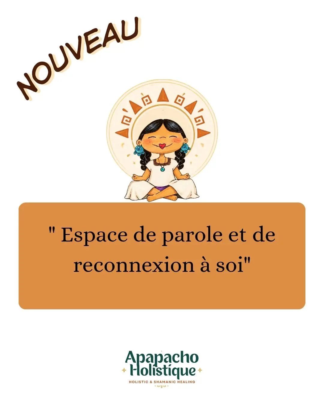 Hola!!
Voil&agrave;  une des nouveaut&eacute;s de la rentr&eacute;e 
Un nouvel accompagnement !

Espace de Parole &amp; de Reconnexion &agrave; Soi

Une s&eacute;ance individuelle pour d&eacute;poser ce qui est l&agrave;, mettre des mots sur son v&ea