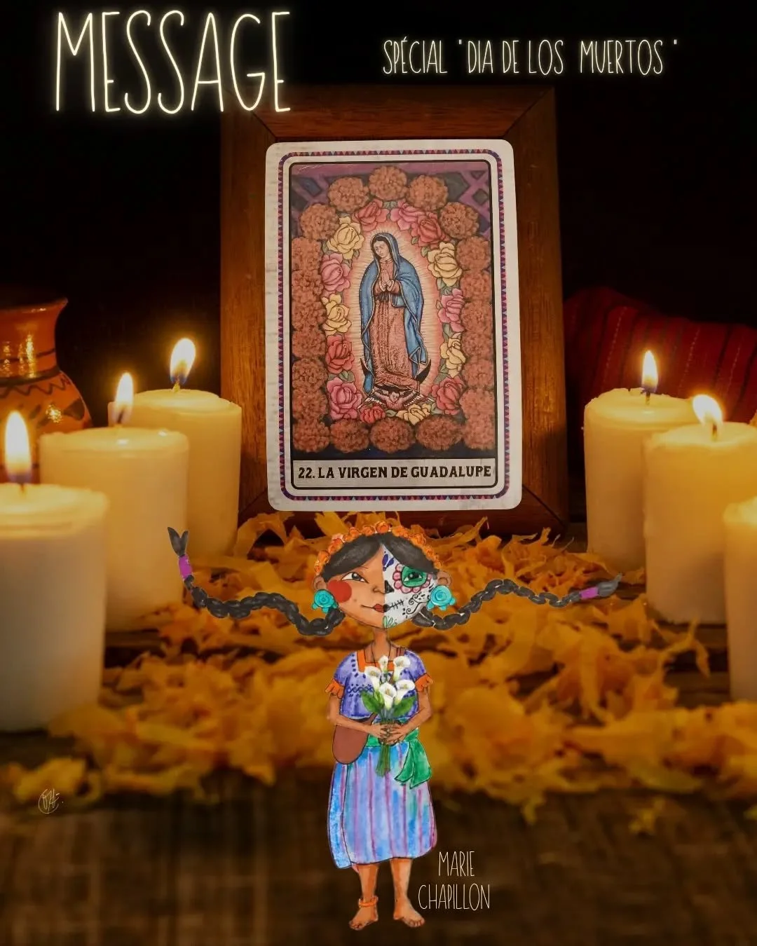 🏵🕯MESSAGE POUR TOI 🕯🏵 
Sp&eacute;cial Dia de los Muertos

&laquo; Un anc&ecirc;tre ou un proche disparu t'enveloppe de son amour et te fait comprendre qu'il souhaite que tu ressentes comme lui/elle l'amour inconditionnel. 
 Ferme les yeux et lais