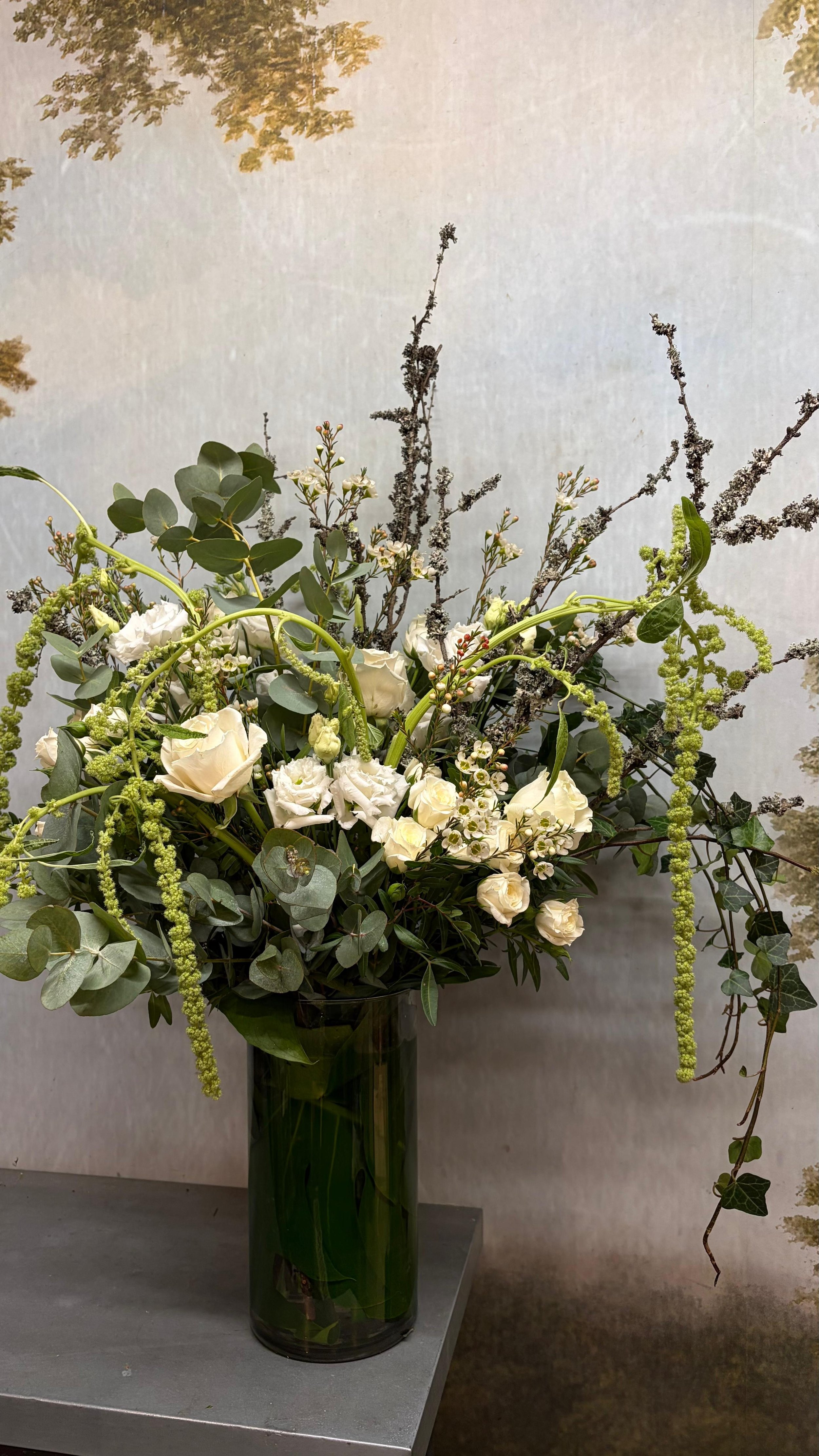 Appassionata Flowers - White Texture vase with Lichen Twigs.jpg