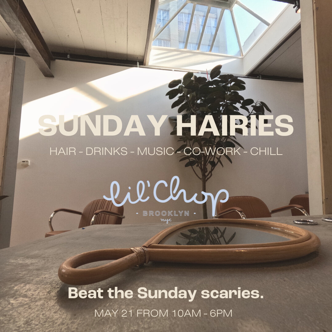 Introducing our Sunday Hairies series! ⠀⠀⠀⠀⠀⠀⠀⠀⠀
⠀⠀⠀⠀⠀⠀⠀⠀⠀
Book with us on May 21 to receive 20% off your service, take advantage of our co-working bar, and mellow out. Link in bio to book.⠀⠀⠀⠀⠀⠀⠀⠀⠀
 ⠀⠀⠀⠀⠀⠀⠀⠀⠀
Great hair, wine, and chill vibes. Roll 