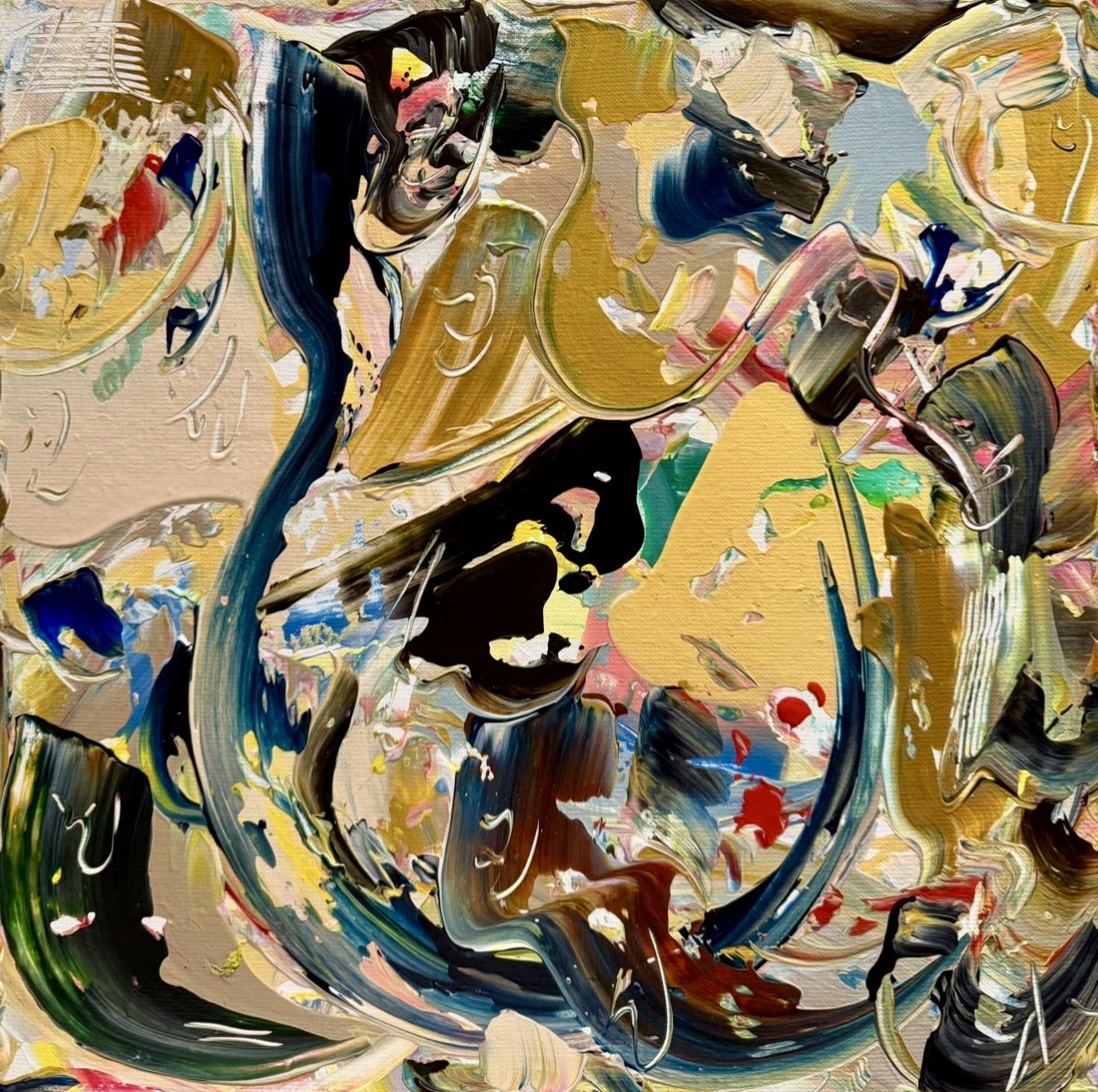Habiter sa terre, 50x50cm, acrylic on canvas, Brussels, 2026, Olivia-de-posson-abstract-contemporary-colorful-art