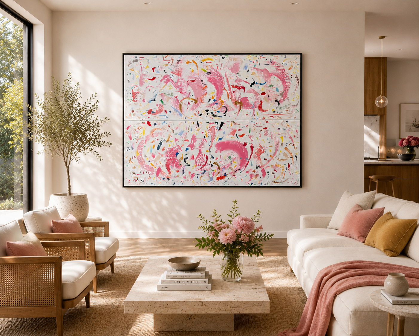 simulation - Return to Love, 200x160cm (diptych), 2025, Brussels, Belgium, acrylic on canvas, Olivia-de-posson-abstract-contemporary-colorful-art