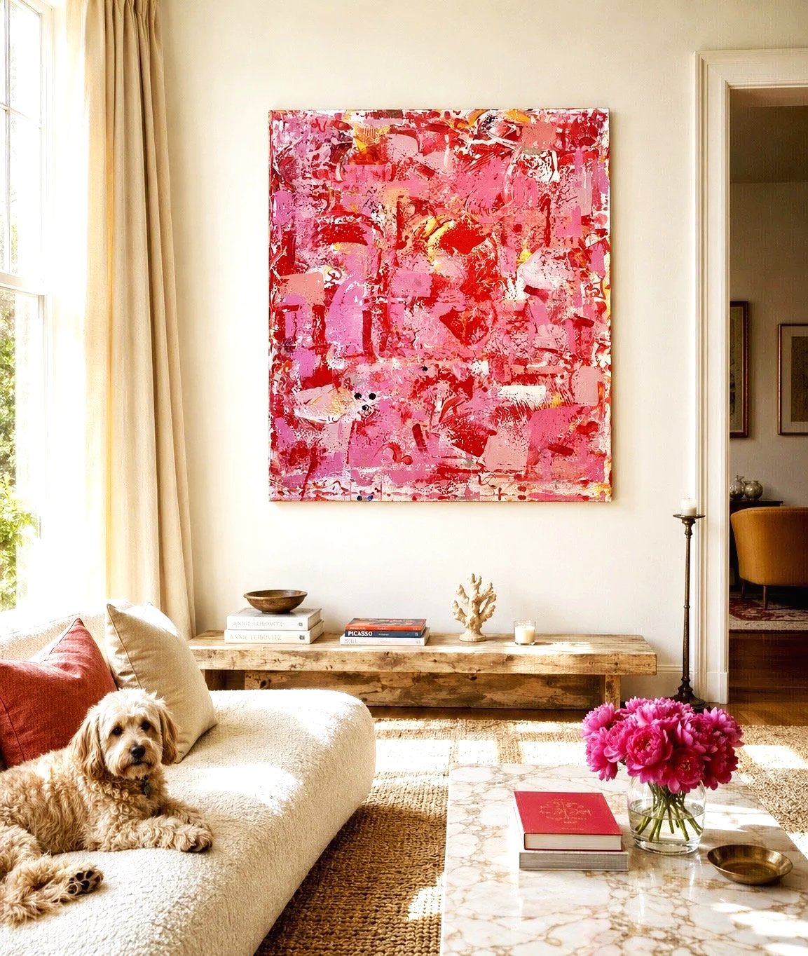 simulation - Es-tu prêt à vivre au-delà de ce que tu sais?!  140x120cm, 2021, Mexico/Brussels-Belgium,  acrylic on canvas, Olivia-de-posson-abstract-contemporary-colorful-art