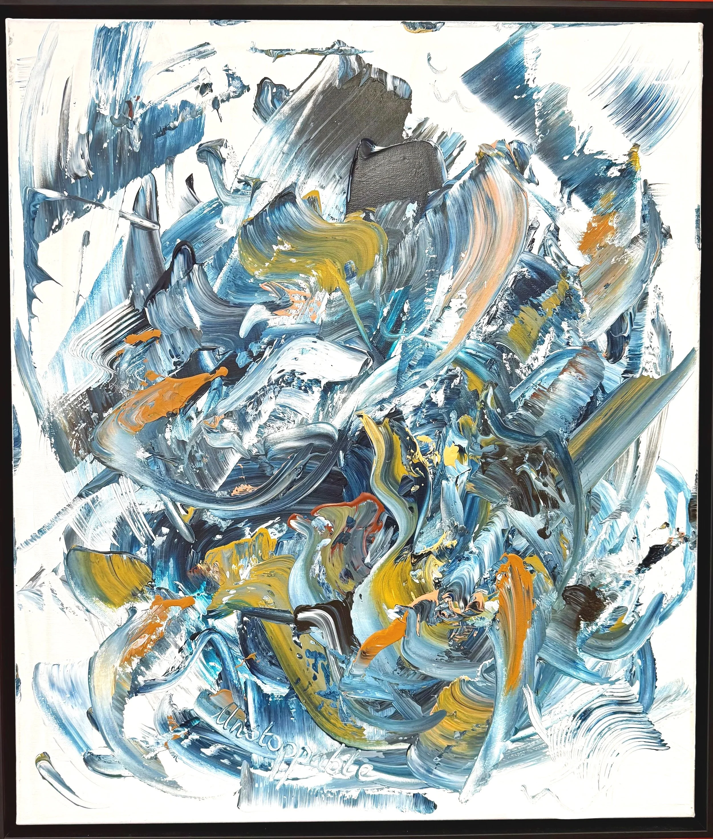 SOLD - Unstoppable, 70x60cm, 2025, Knokke, Belgium,  acrylic on canvas, Olivia-de-posson-abstract-contemporary-colorful-art