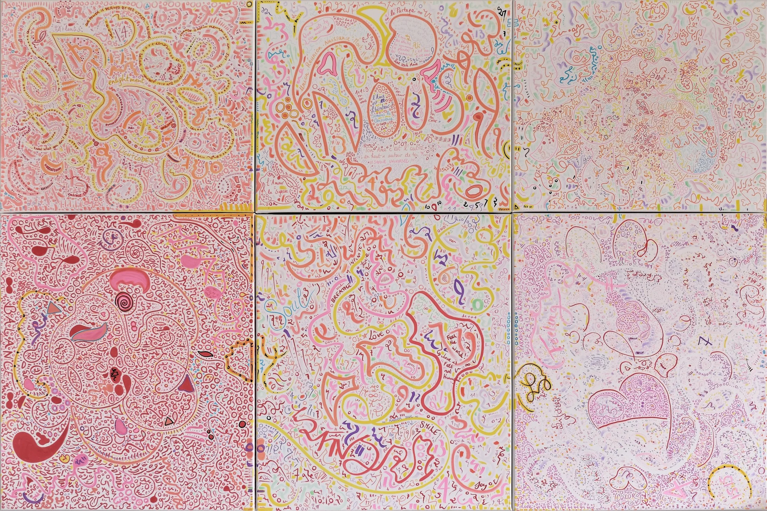 Dialogue with one's soul, Polyptych 180x120cm, Acrylic and Pure Energy on canvas