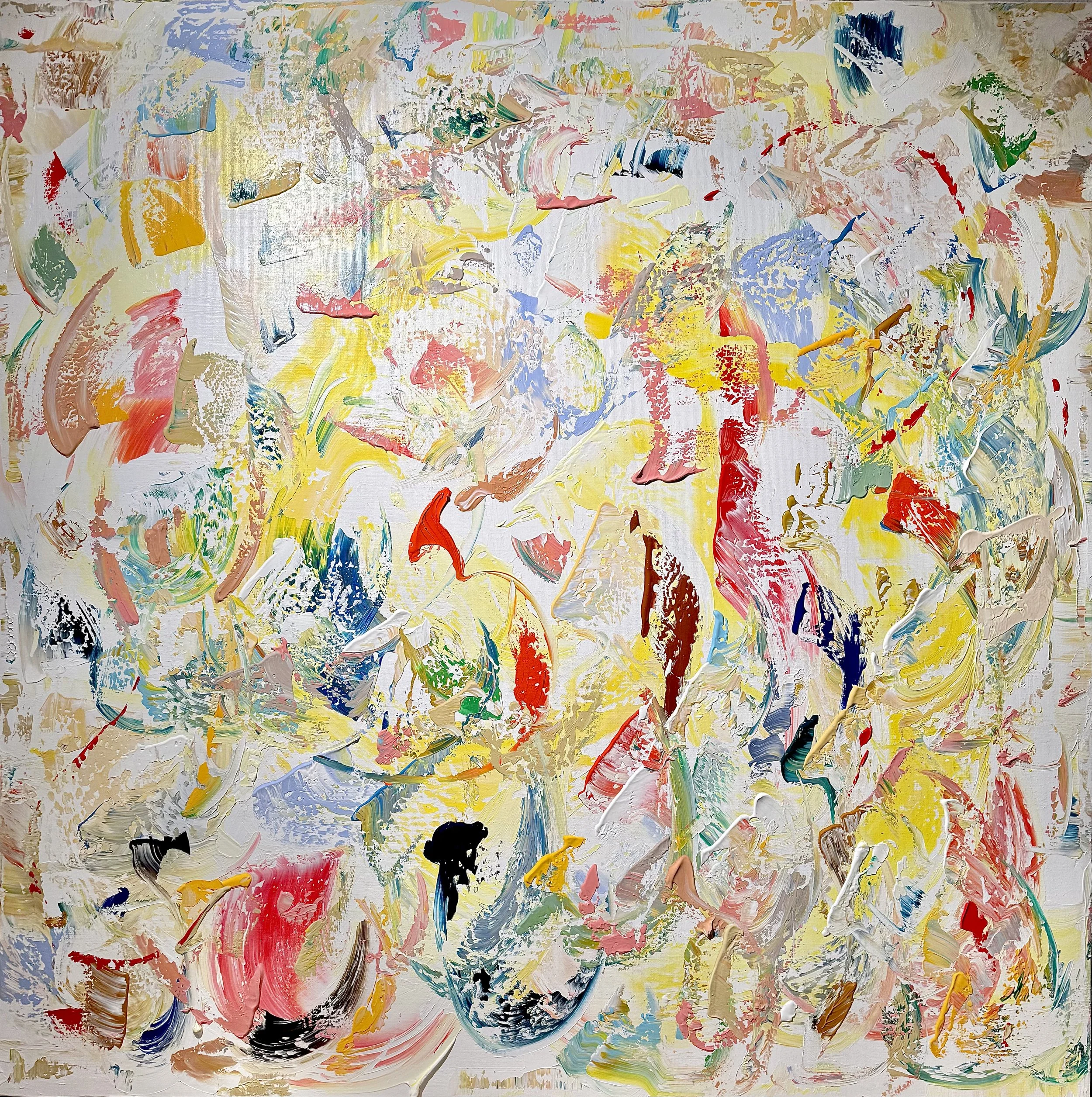 SOLD - La confiance respire. La lumière circule. 150x150cm