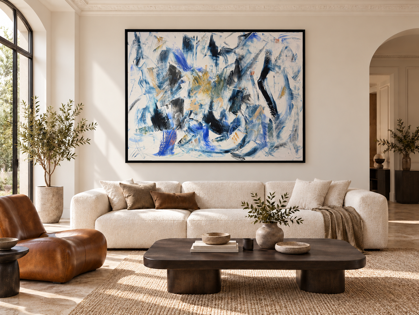 Interior visualisation - I AM, 150x200cm, 2025, Knokke, Belgium,  acrylic on canvas, Olivia-de-posson-abstract-contemporary-colorful-art