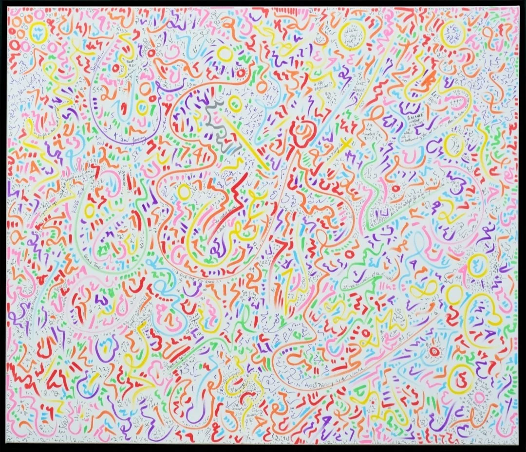 Who are we?! 144x124cm, Acrylic and Pure Energy on canvas, olivia-de-posson-colourful-spiritual-energy-art