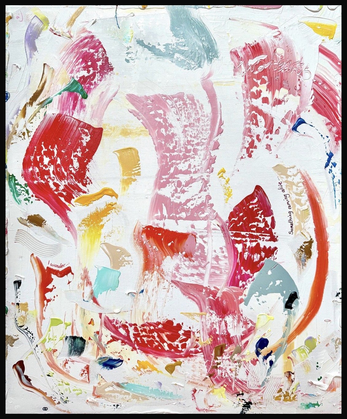 I wonder, 55x46cm, 2026, Paioes, Portugal, acrylic on canvas, Olivia-de-posson-abstract-contemporary-colorful-art