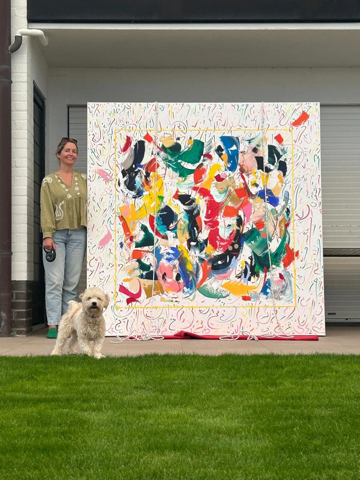 Oser sortir du cadre, 200x200cm, acrylic on canvas, Knokke, Belgium, 2024 & 2026 olivia-de-posson-colourful-contemporary-abstract-art