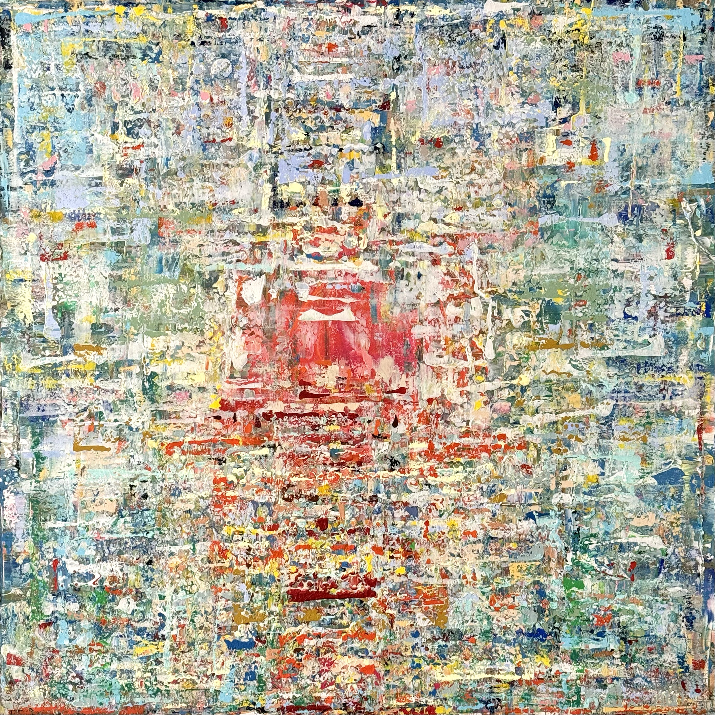 SOLD - Portée par l'instant, 120x120cm, 2026, Knokke-le-Zoute-Belgium,  acrylic on canvas, Olivia-de-posson-abstract-contemporary-colorful-art